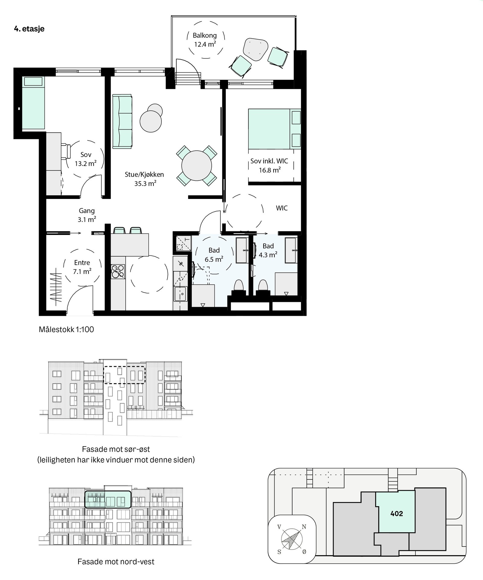 Plantegning H0402 - spennende planløsning med stor solrik terrasse Galleribilde