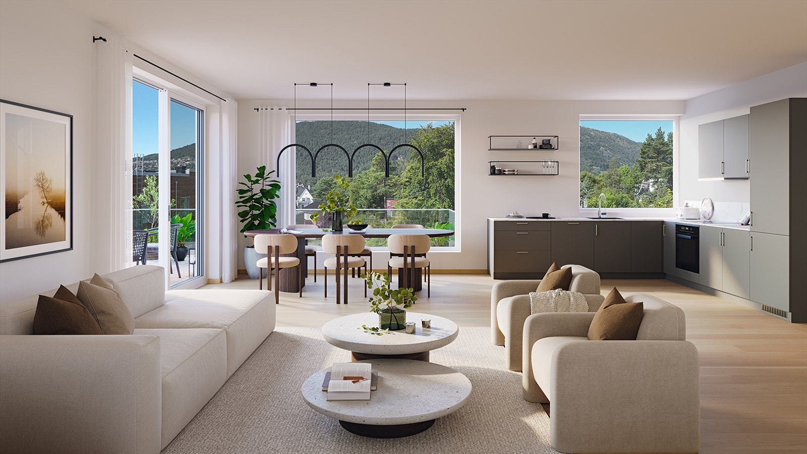 Leilighetene blir levert med nydelig kjøkkeninnredning Sigdal (Illustrasjon fra leilighet H3-201 - Illustrasjon vil avvike) Galleribilde