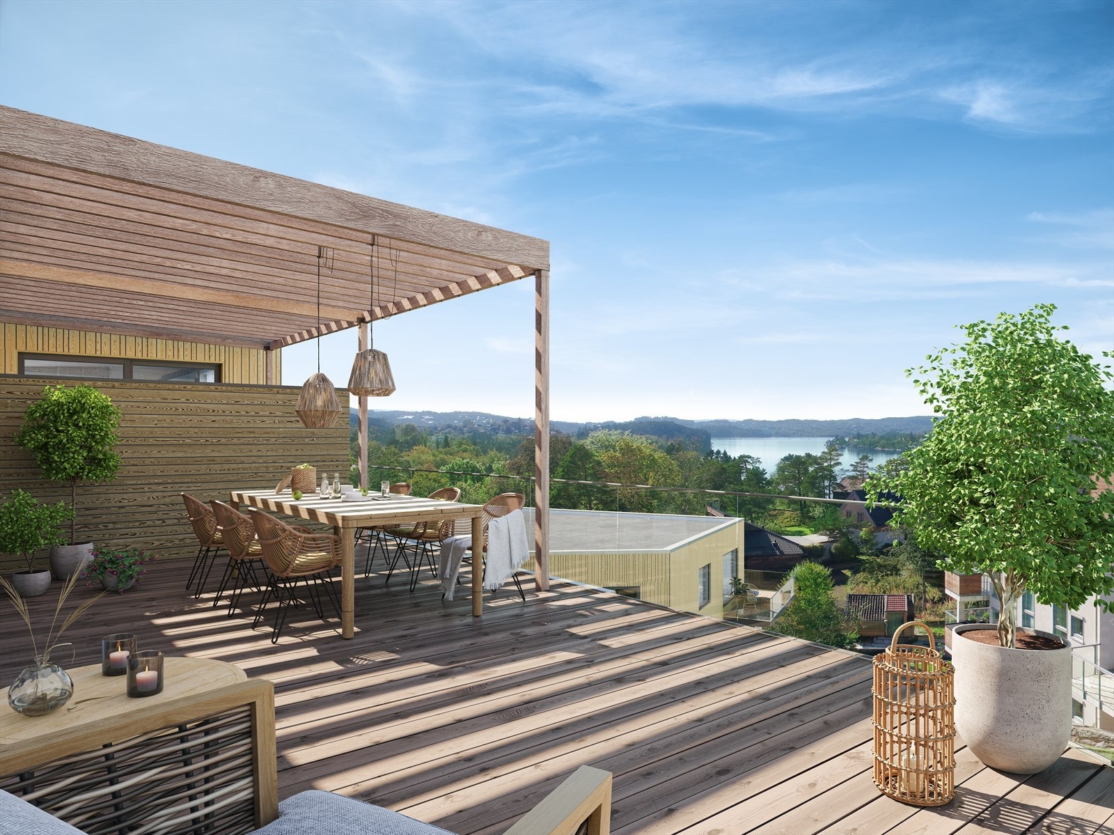 Illustrasjon fra takterrasse på leilighet H2- (Illustrasjon vil avvike) Galleribilde