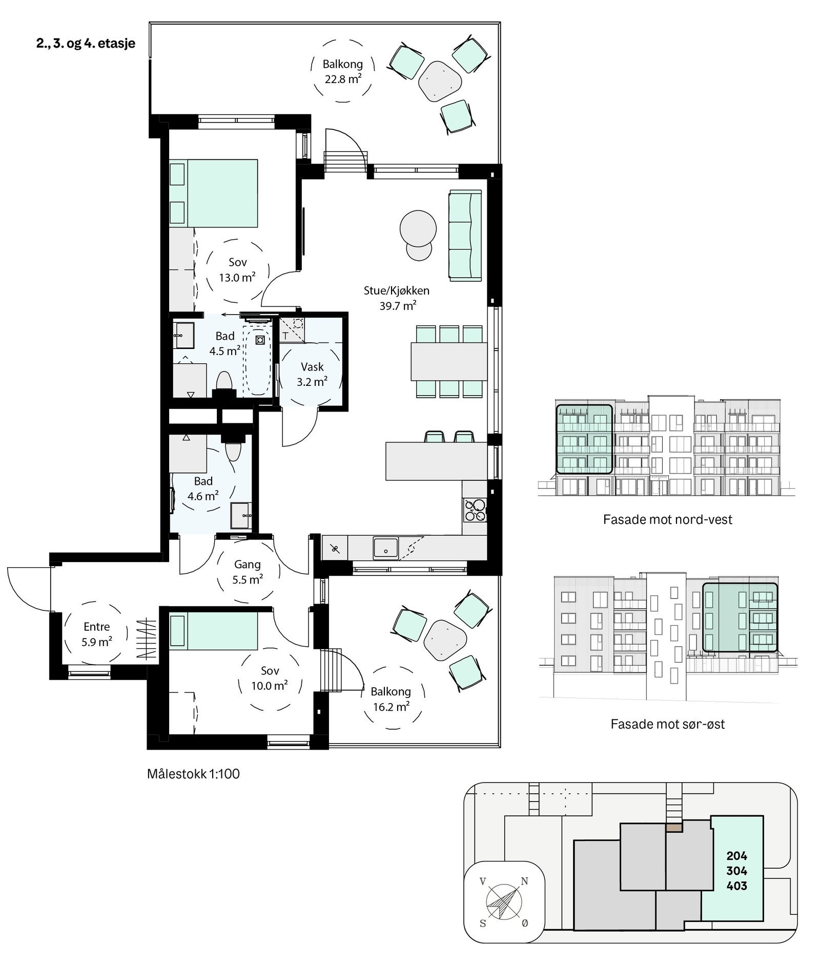Plantegning H0304 - store terrasser på to sider Galleribilde