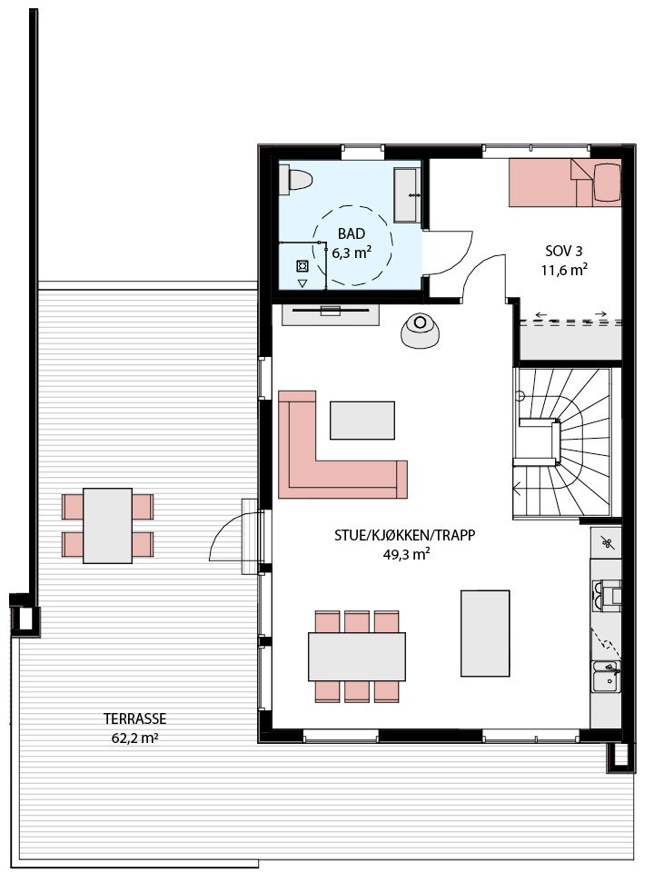 Planløsning 1.etg Galleribilde