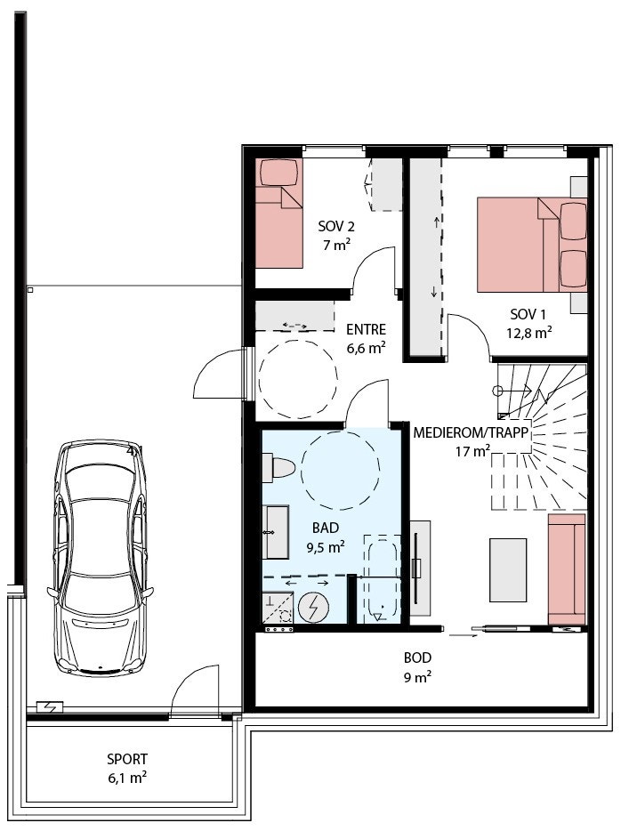 Planløsning U.etg Galleribilde