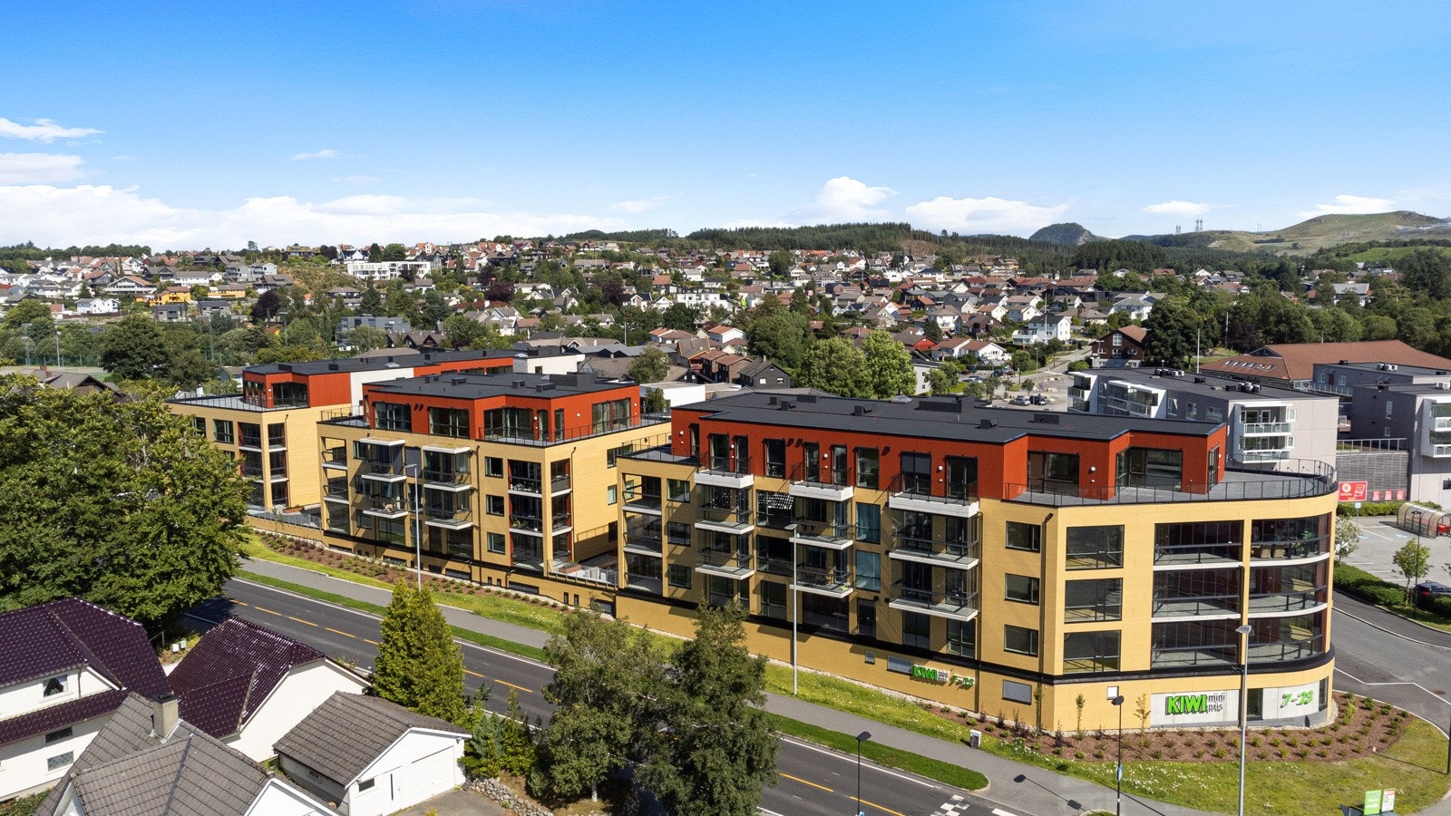 Prosjektet framstår som moderne og fremtidsrettet og vil være med på å skape det nye bybildet på Kvernaland. Galleribilde