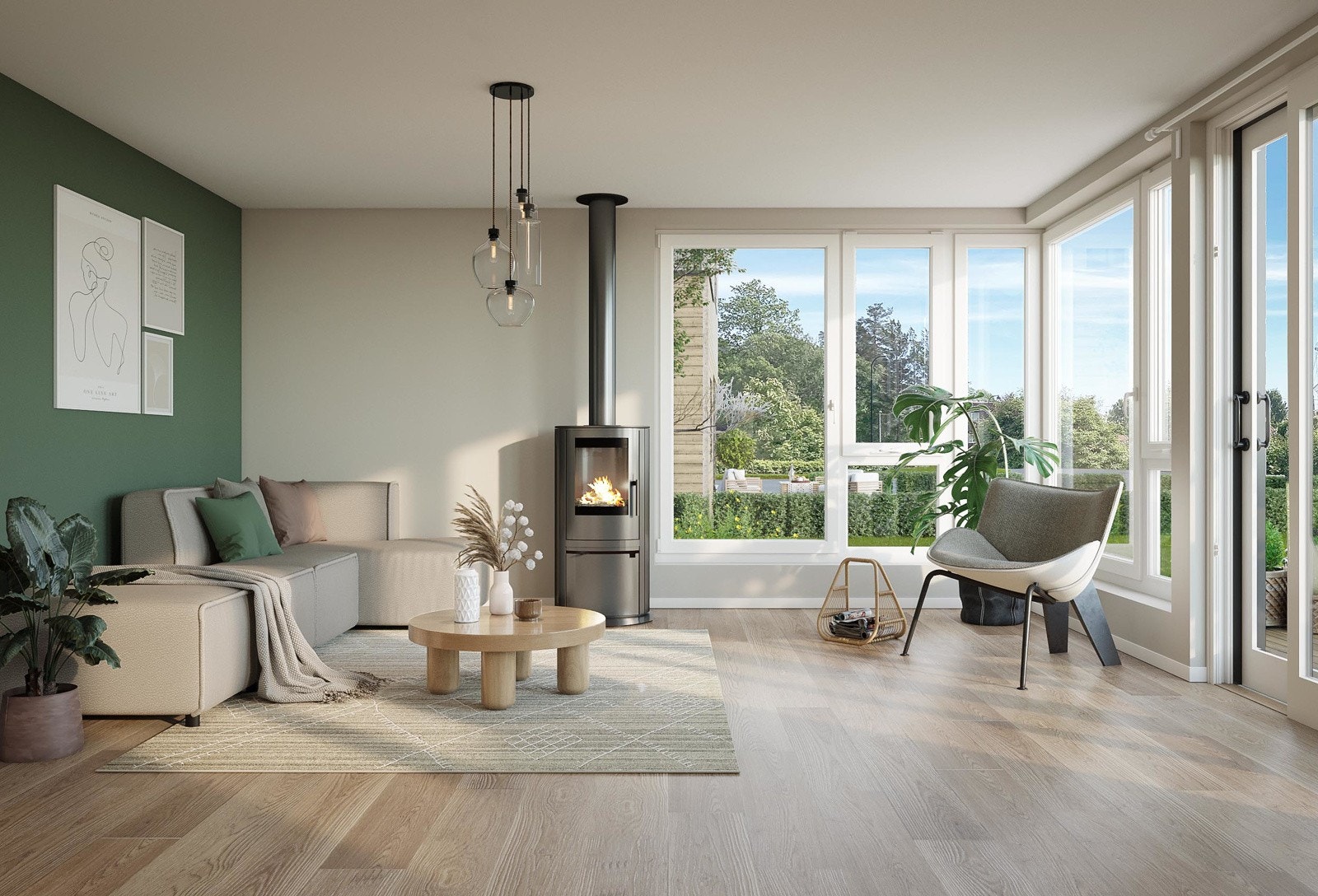 Eneboligene E5-E9 har i tillegg en ekstra stue i 2.etasje som kan brukes til f.eks. en ungdomsavdeling. Galleribilde