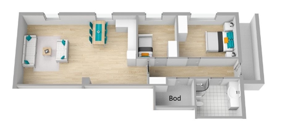 Plantegning. Areal bod ikke inkludert i P-Rom. Galleribilde