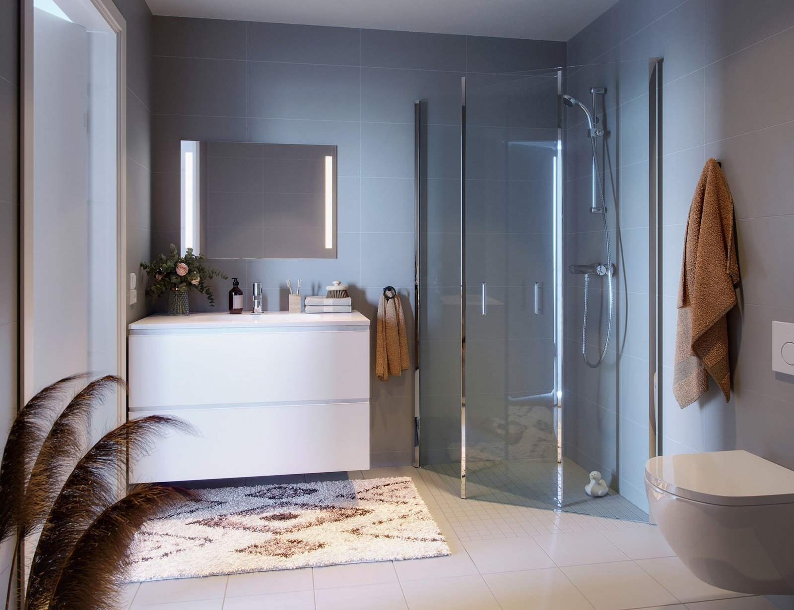 Du kan velge mellom 3 ulike flistyper på badet uten ekstra kostnad. Galleribilde