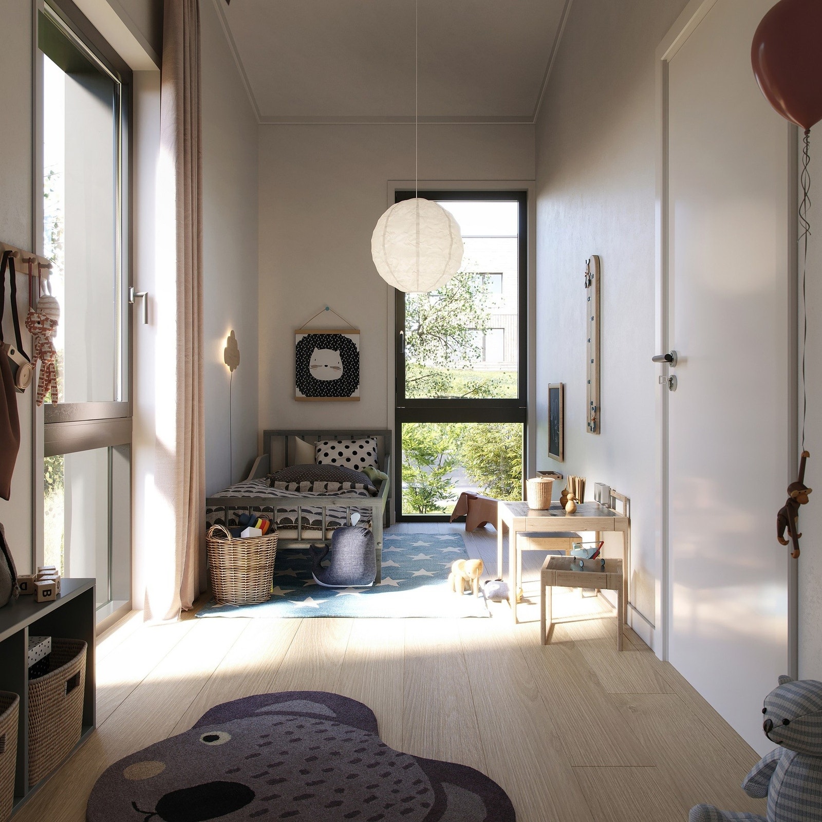 I alle rekkehusene er soverommene plassert i andre etasje. Det er noe mange setter pris på. Galleribilde