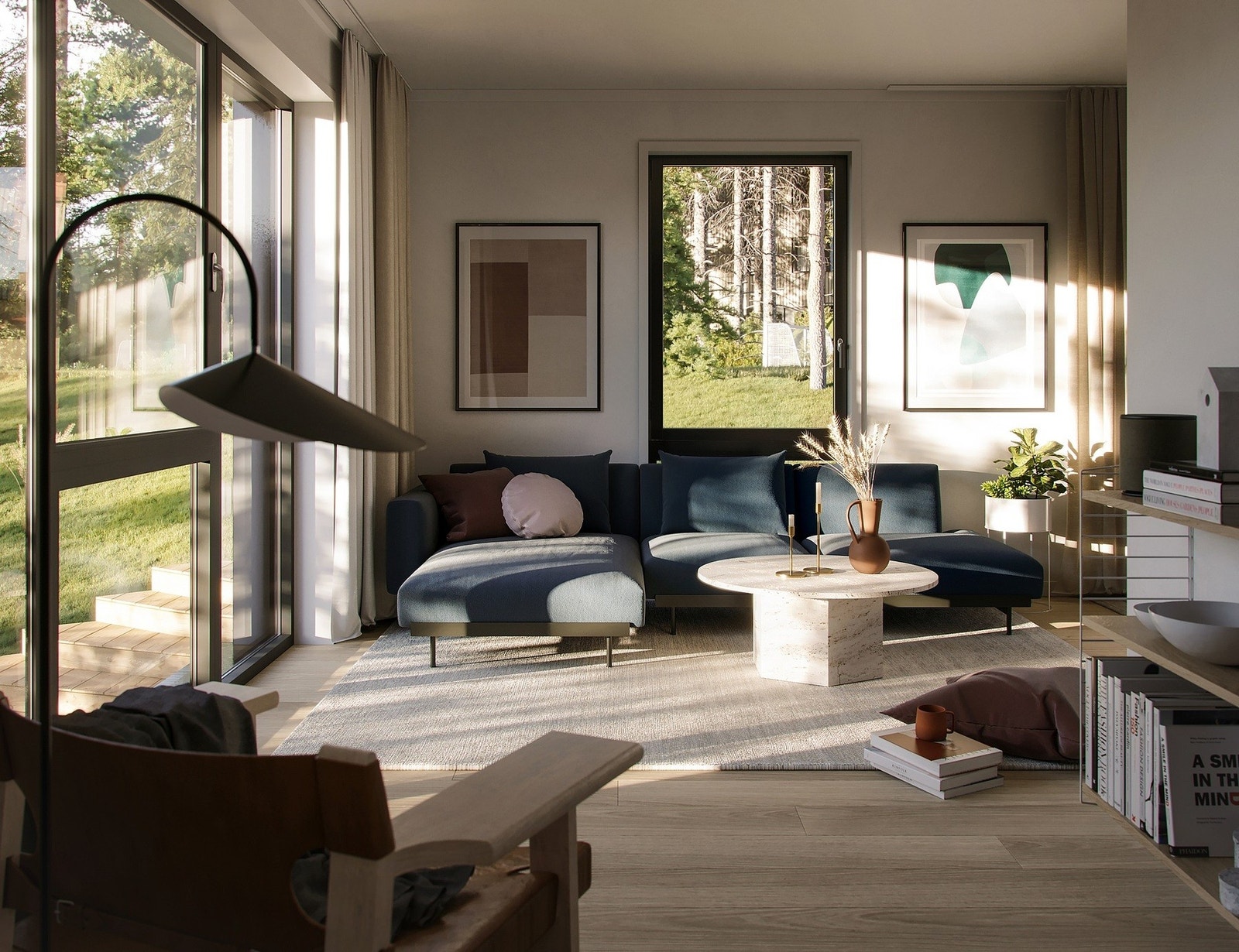 Planløsningen er gjennomtenkt, med åpen stue- og kjøkkenløsning på grunnplanet. Galleribilde