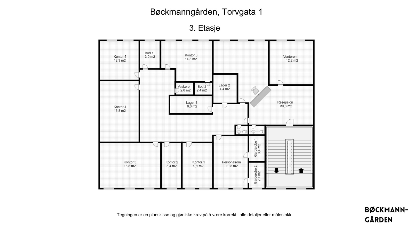 Plantegning 3. etasje Galleribilde