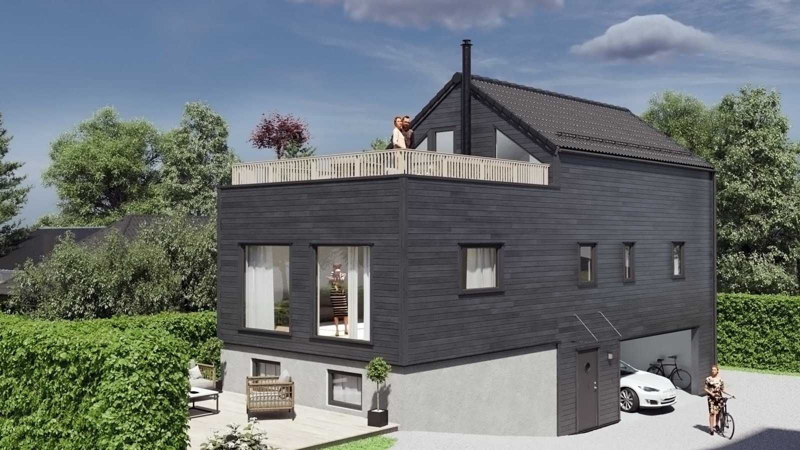 Illustrert hage med mulighet for terrasse hus 1. (Dette er kun en illustrasjon og avvik kan forekomme) Galleribilde