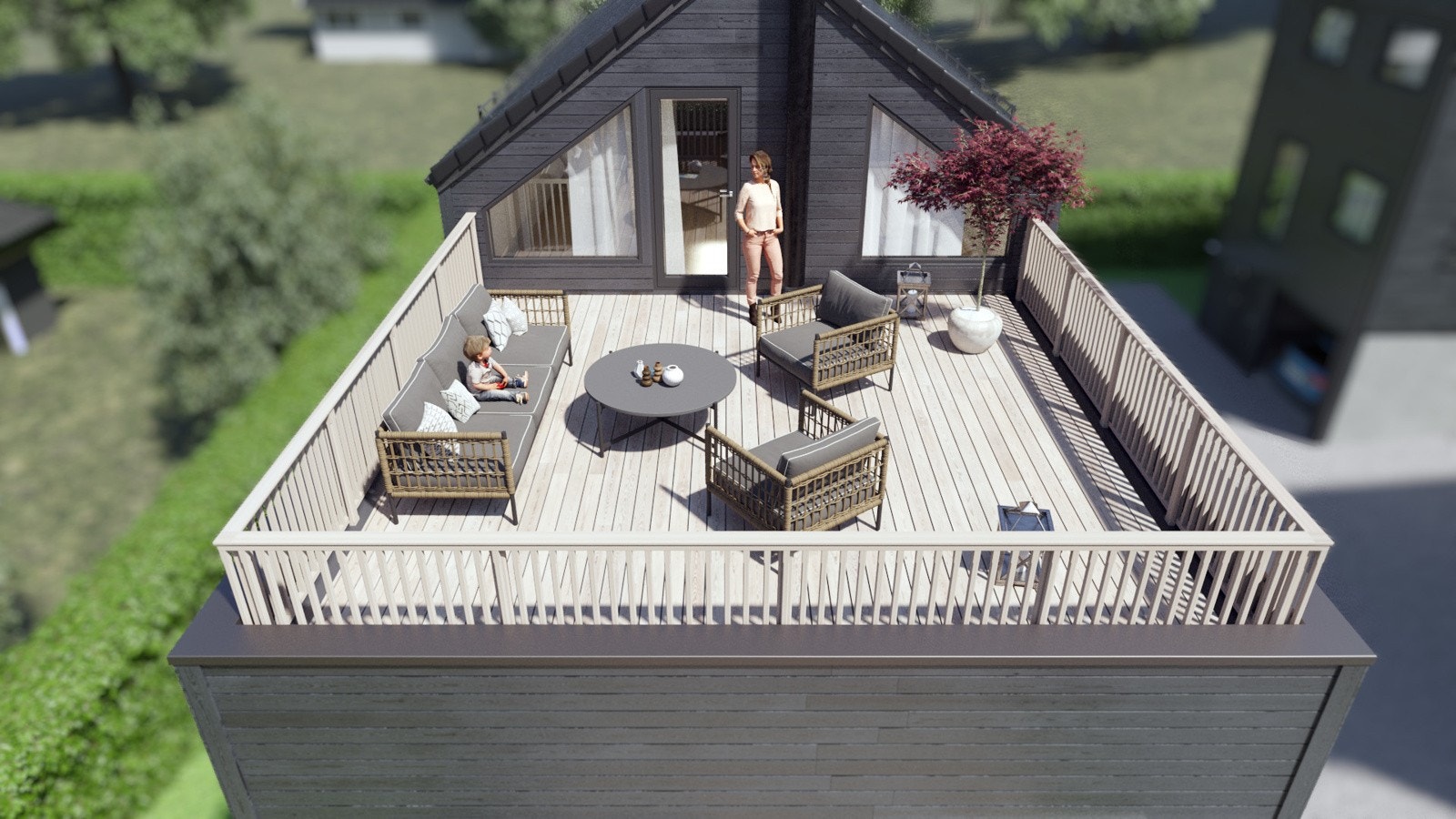Illustrert privat takterrasse hus 1. (Dette er kun en illustrasjon og avvik kan forekomme) Galleribilde