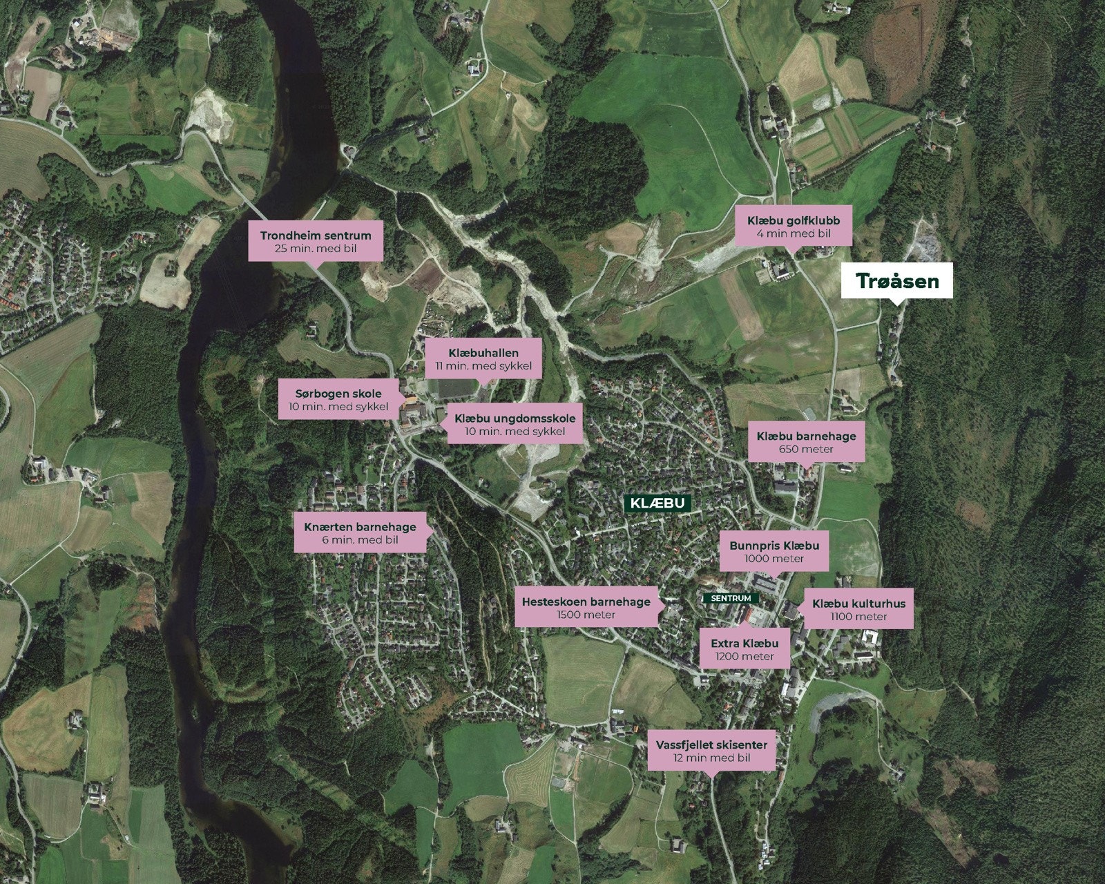 Prosjektet bygges like ved Klæbu sentrum. Galleribilde