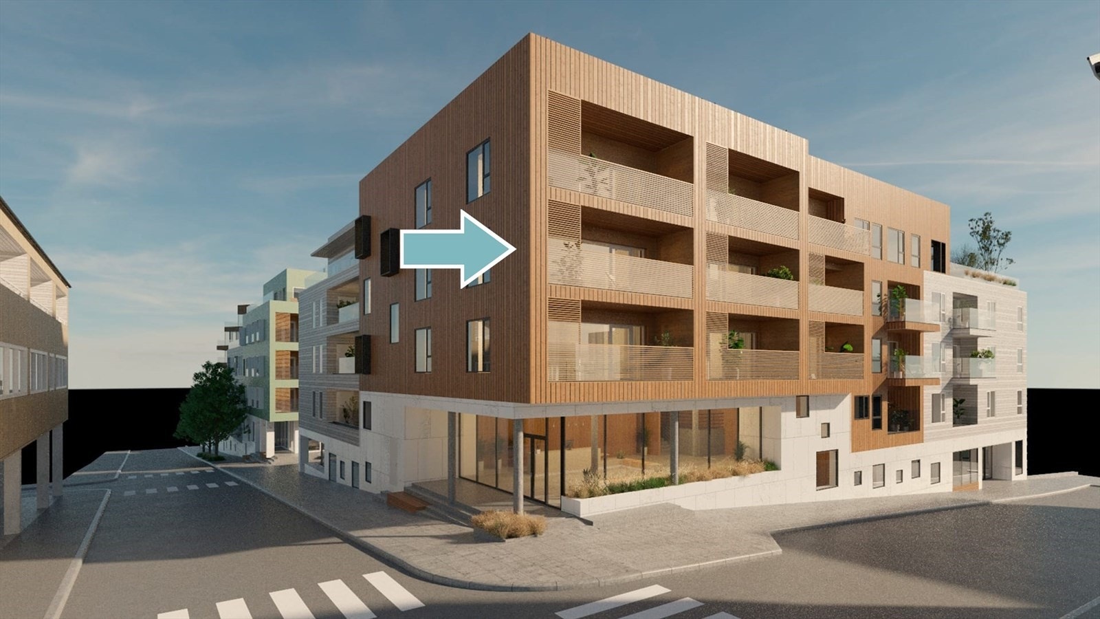 Sett fra Romberggata: Hjørneleilighet i 4. etg. Galleribilde