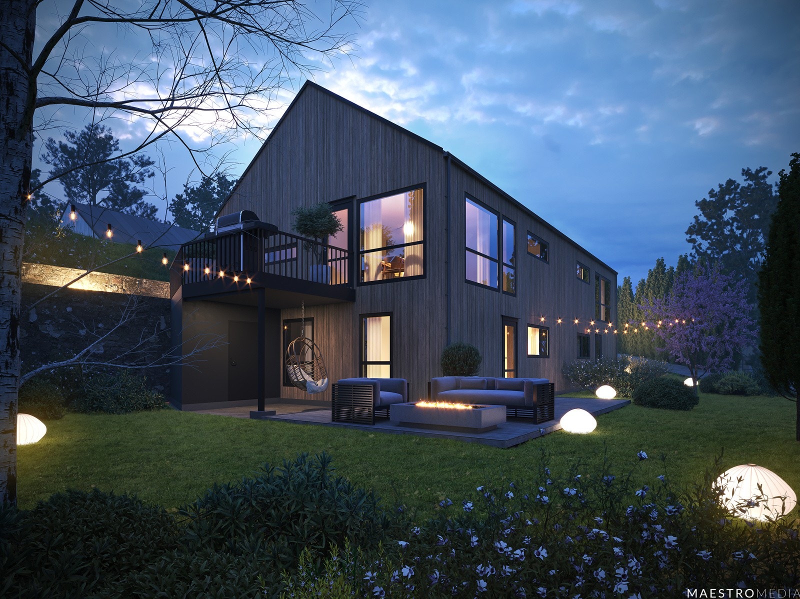 3D illustrasjon - stemningsbilde kveld Galleribilde