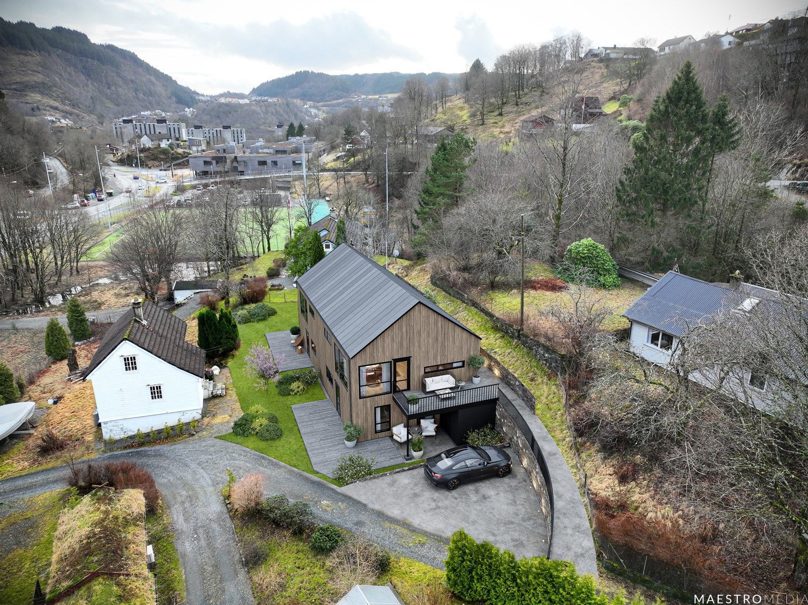 3D illustrasjon viser boligen og den flotte beliggenheten! Galleribilde