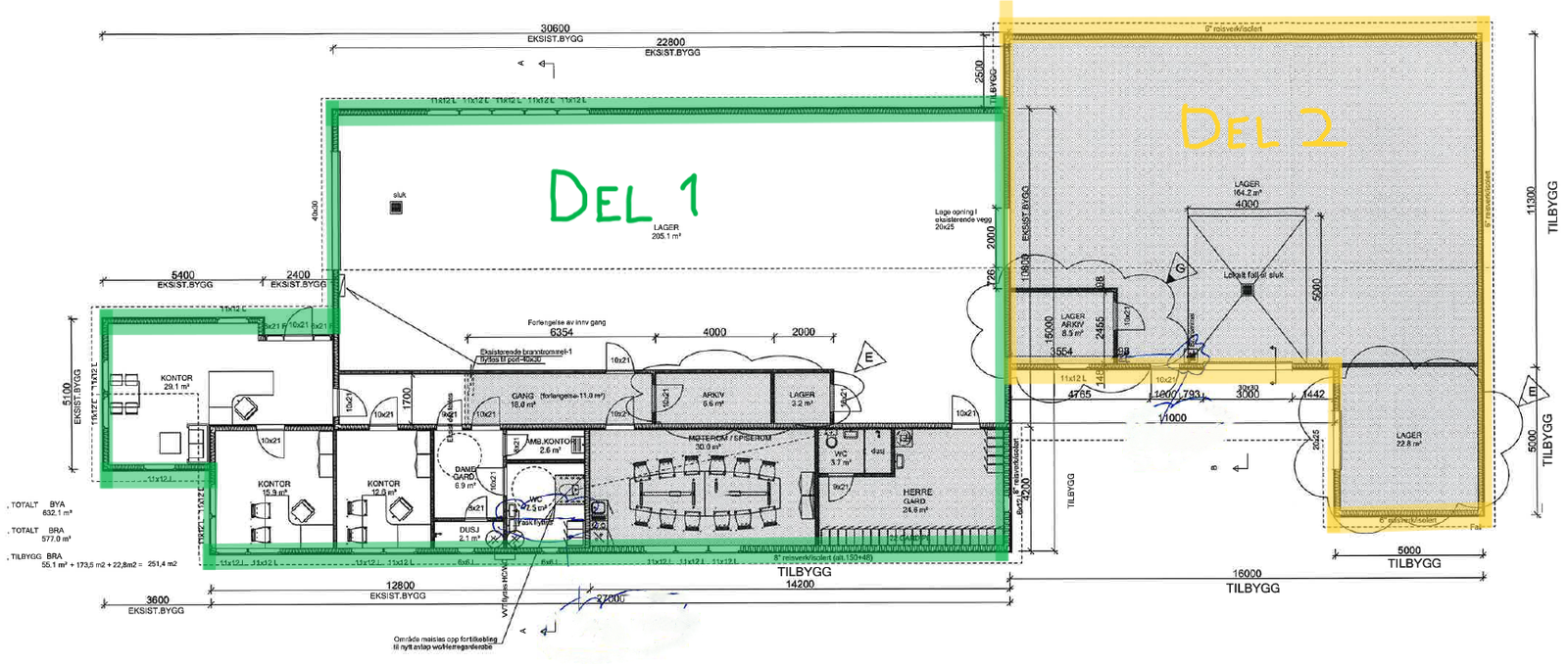 Planskisse 195 m2 og 385 m2 Galleribilde