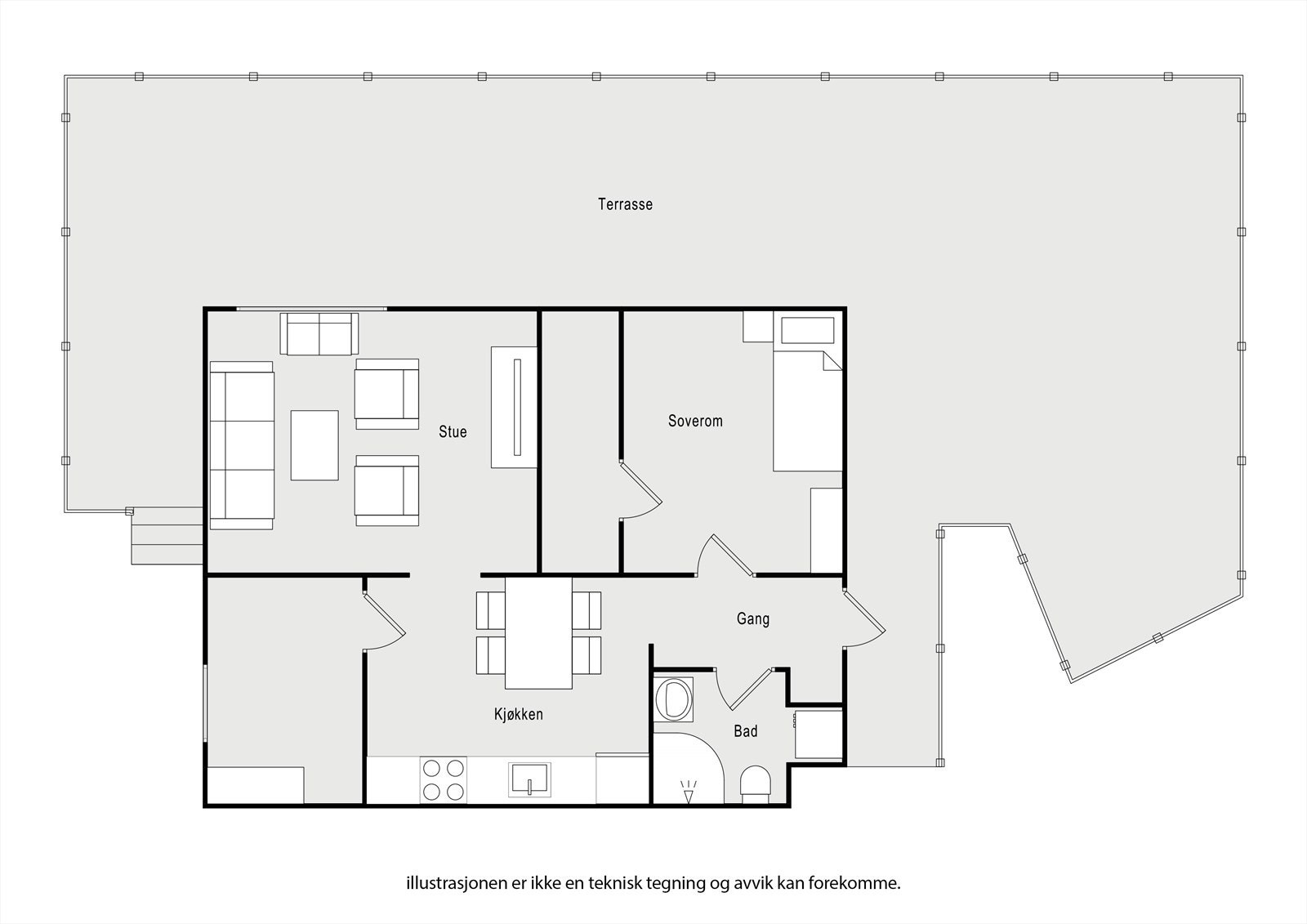 Planskisse 2D - Underetasje. Areal i underetasje opprinnelig er byggemeldt som hobbyrom, vaskerom, 2 boder og trappegang. Endring S-rom til P-rom er søknadspliktig tiltak. Tiltaket er ikke omsøkt eller godkjent. Galleribilde