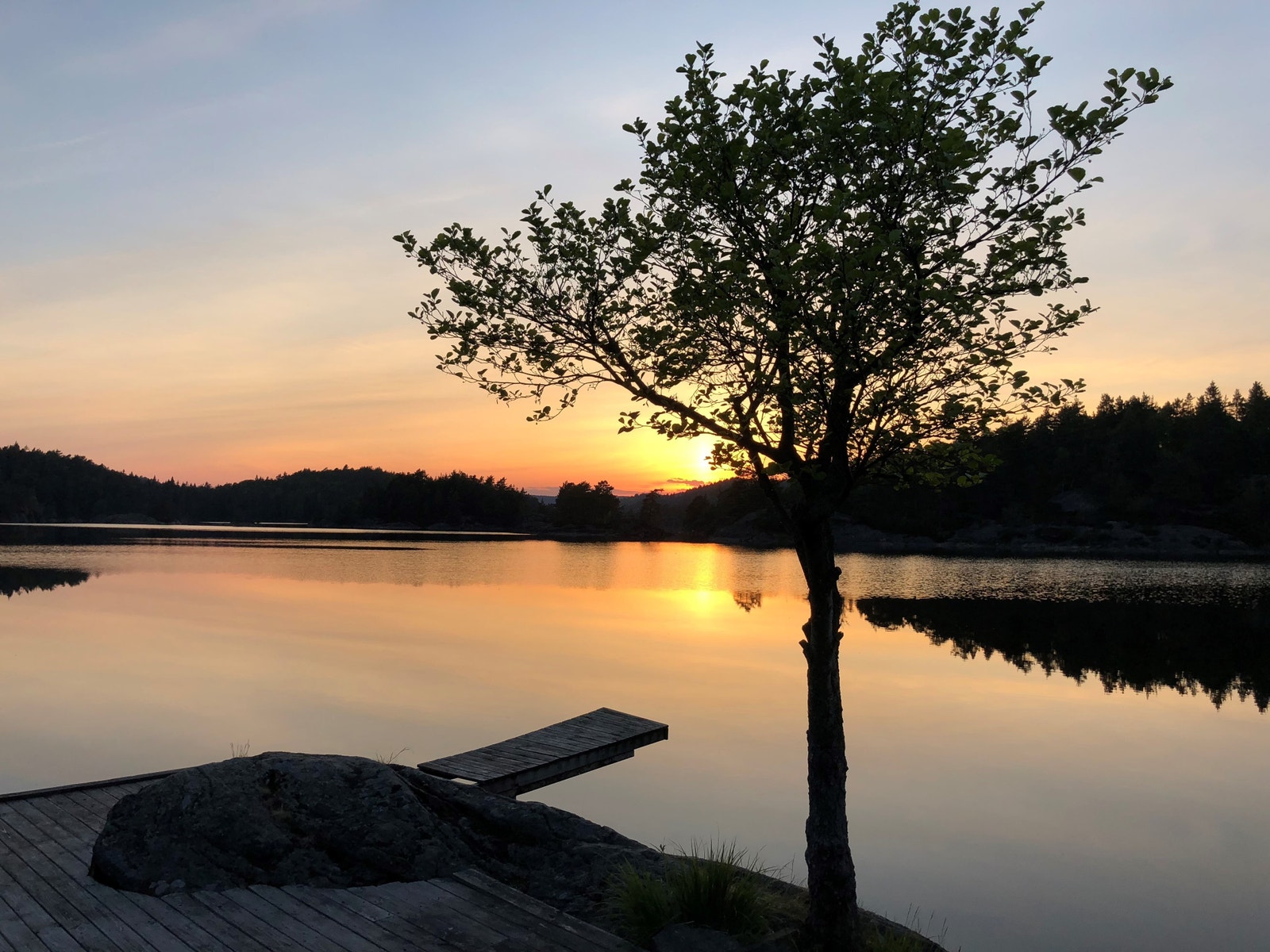 Skarvann i solnedgang (25gr i vannet) Galleribilde