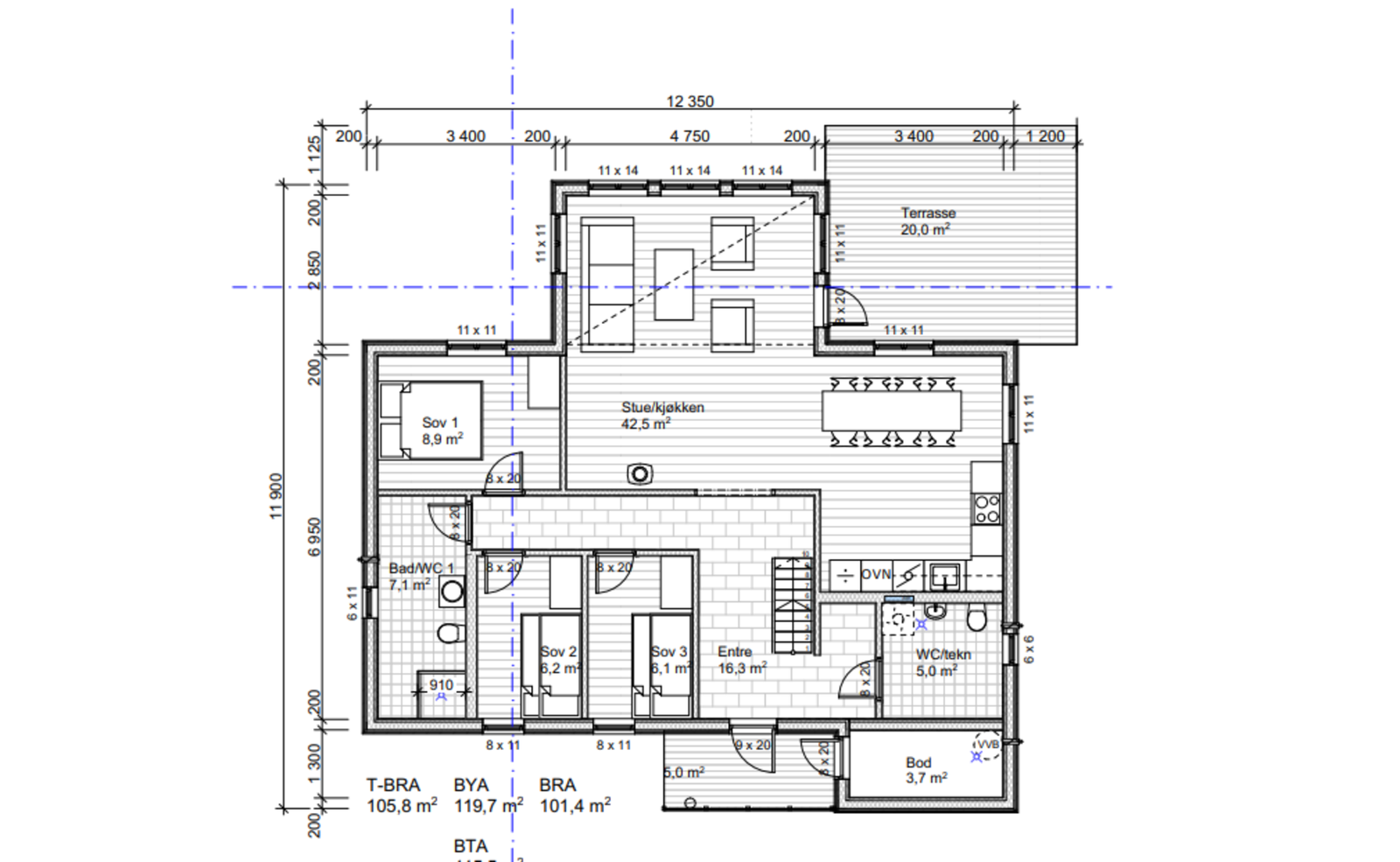 Plantegning hovedplan Rondablikk 100 Galleribilde