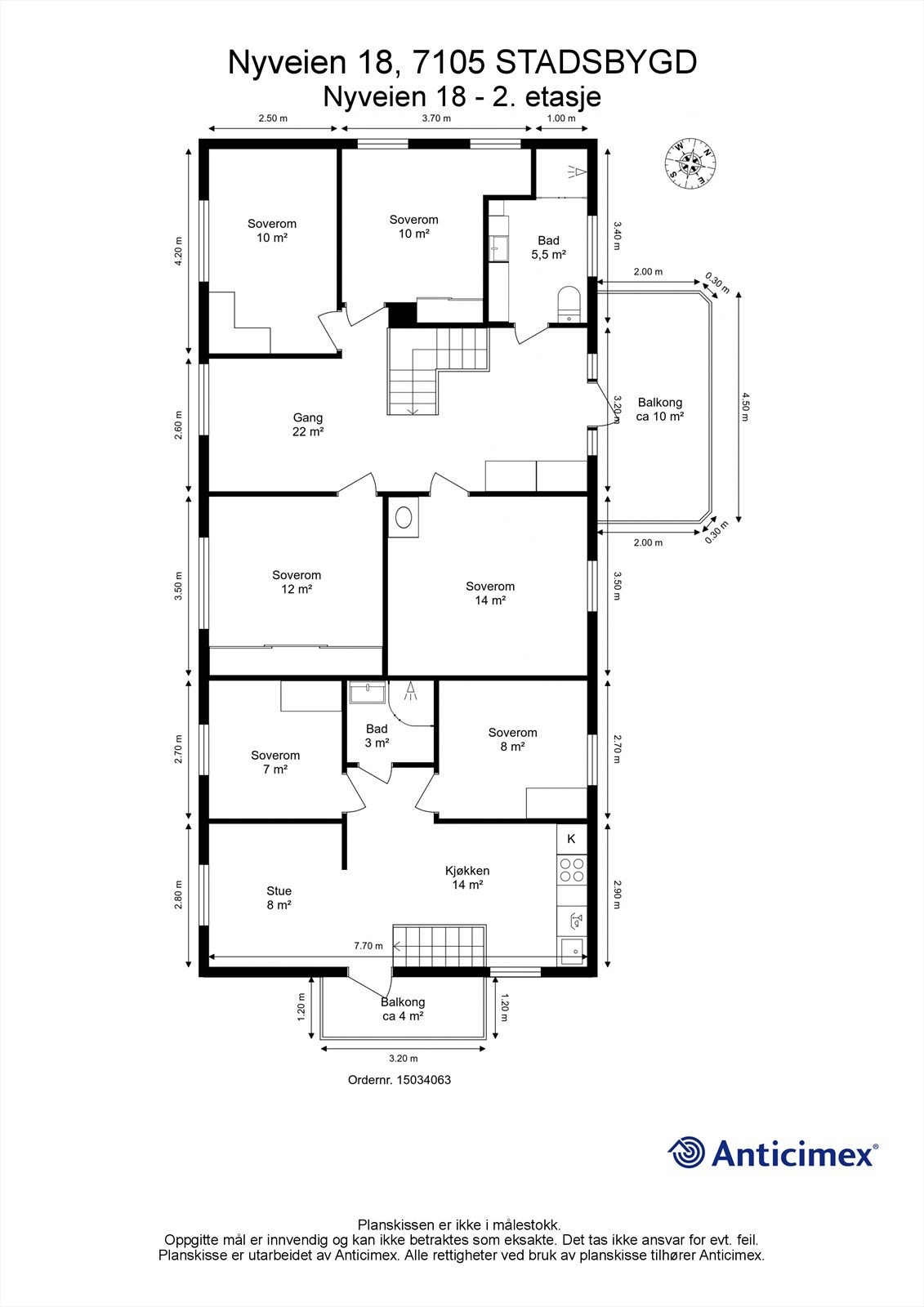 Planskisse hovedbolig og utleiedel - andre etasje Galleribilde