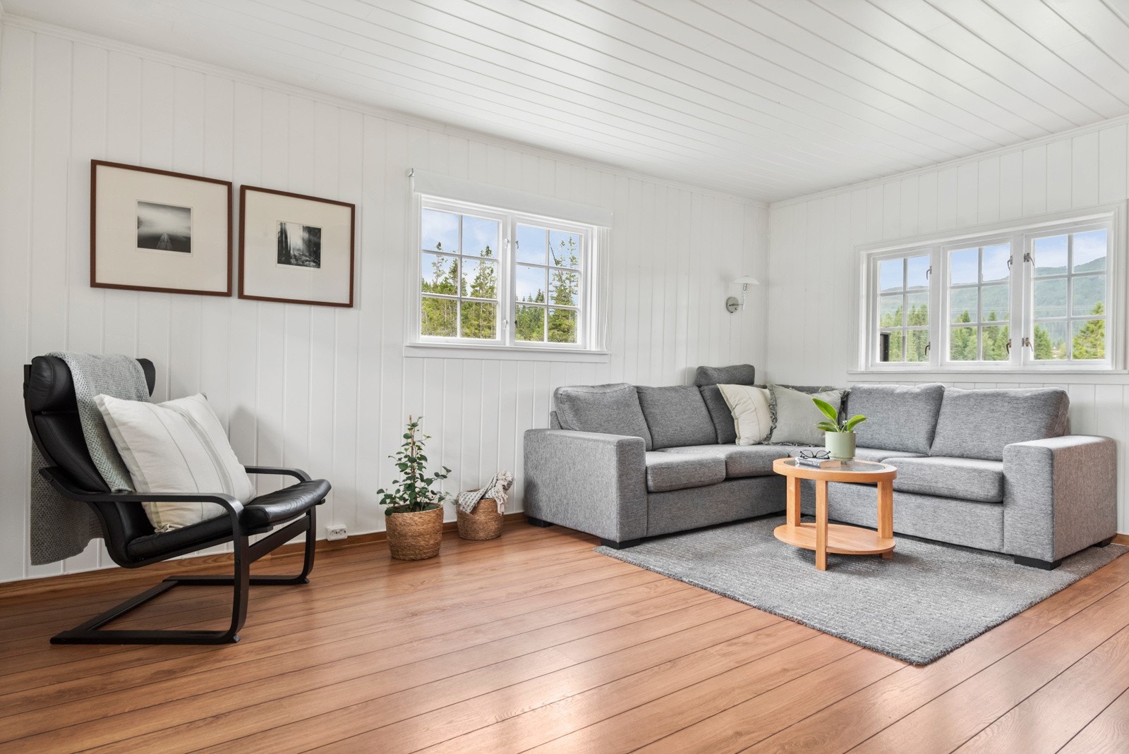 Romslig stue med flere møbleringsmuligheter Galleribilde