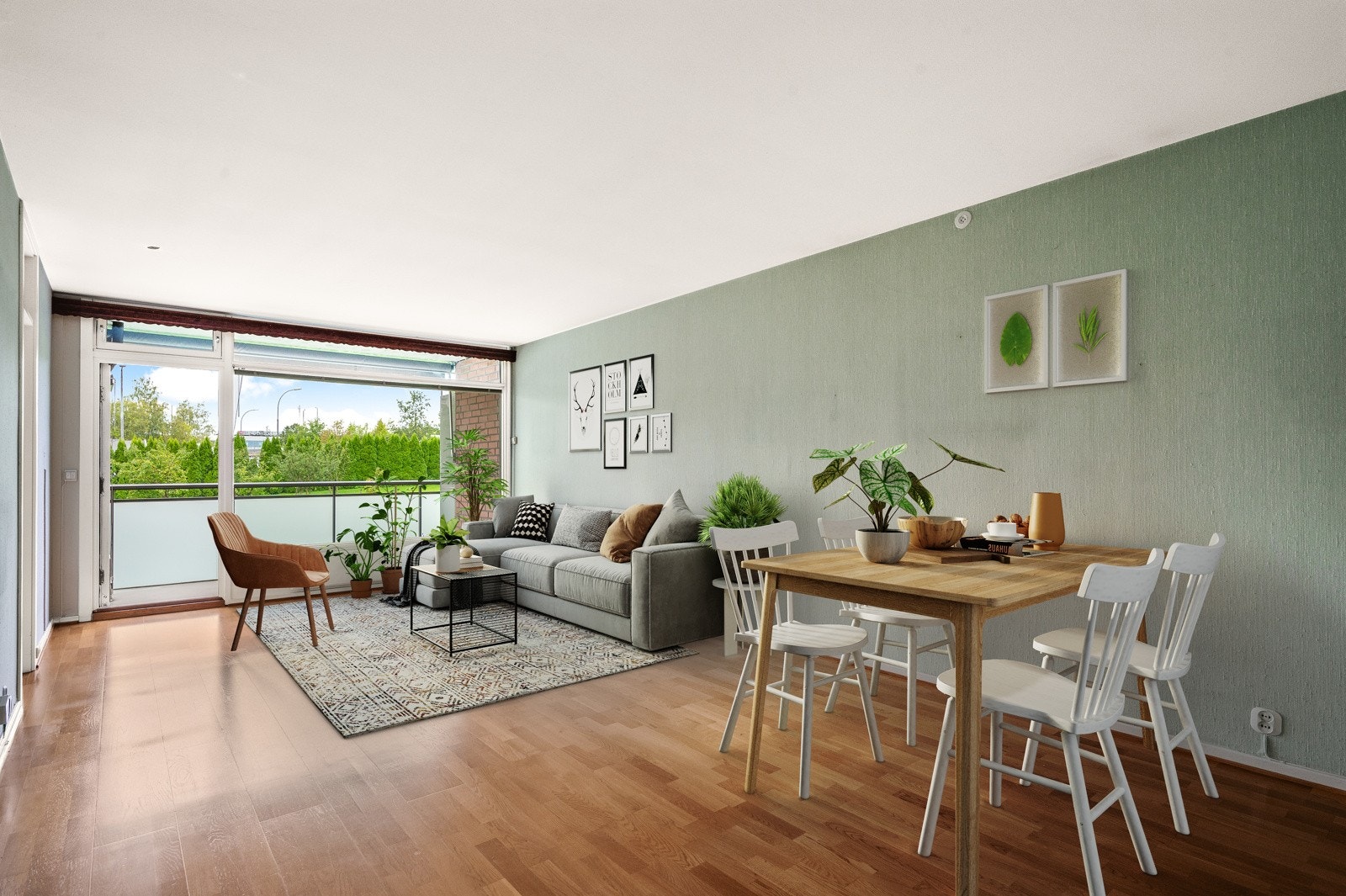 Digitalt stylet bilde i stuen. Galleribilde