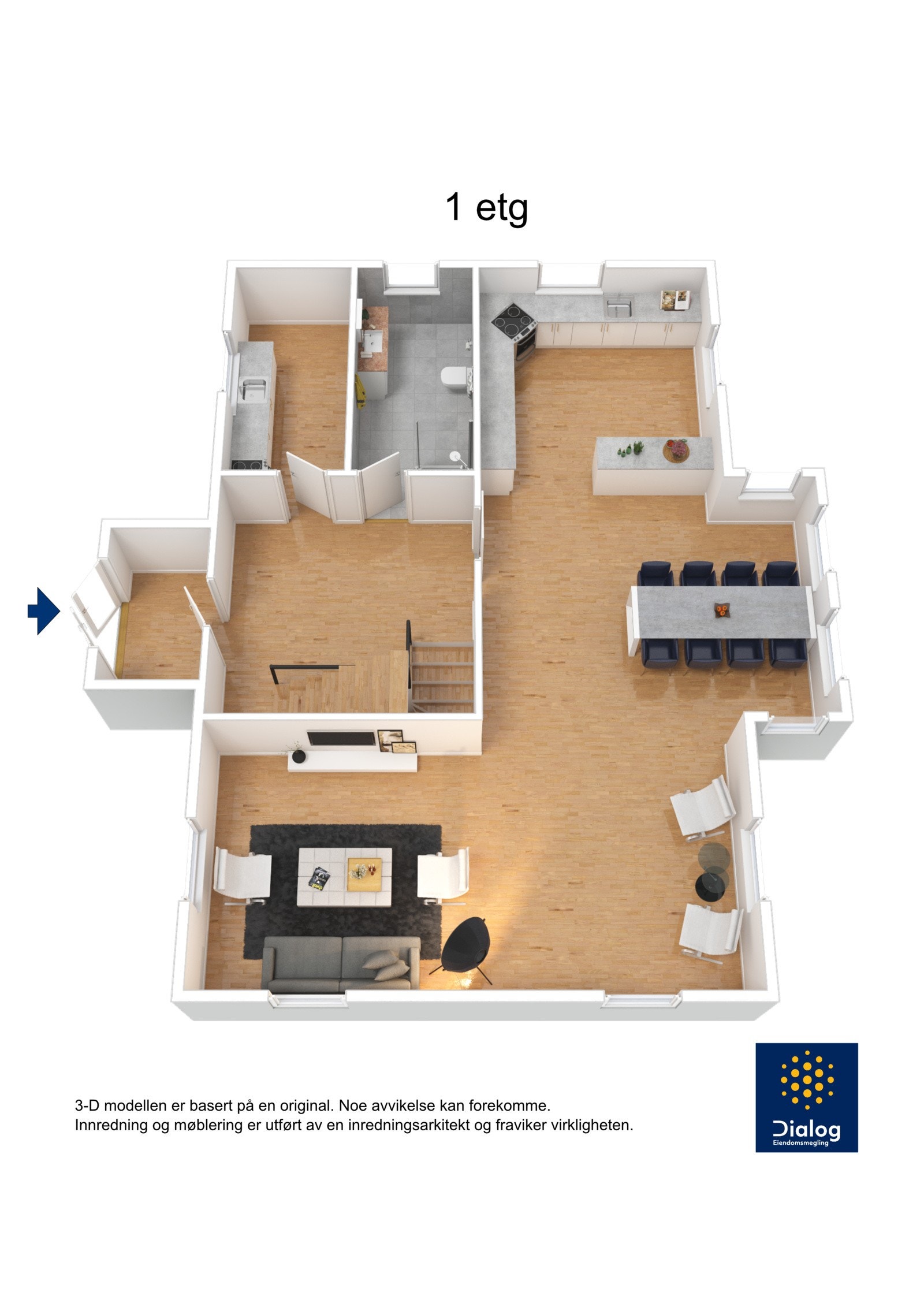 Plantegning 3D- 1.etasje Galleribilde
