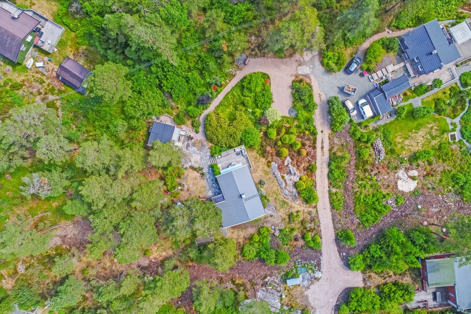 Drone av tomten. Galleribilde