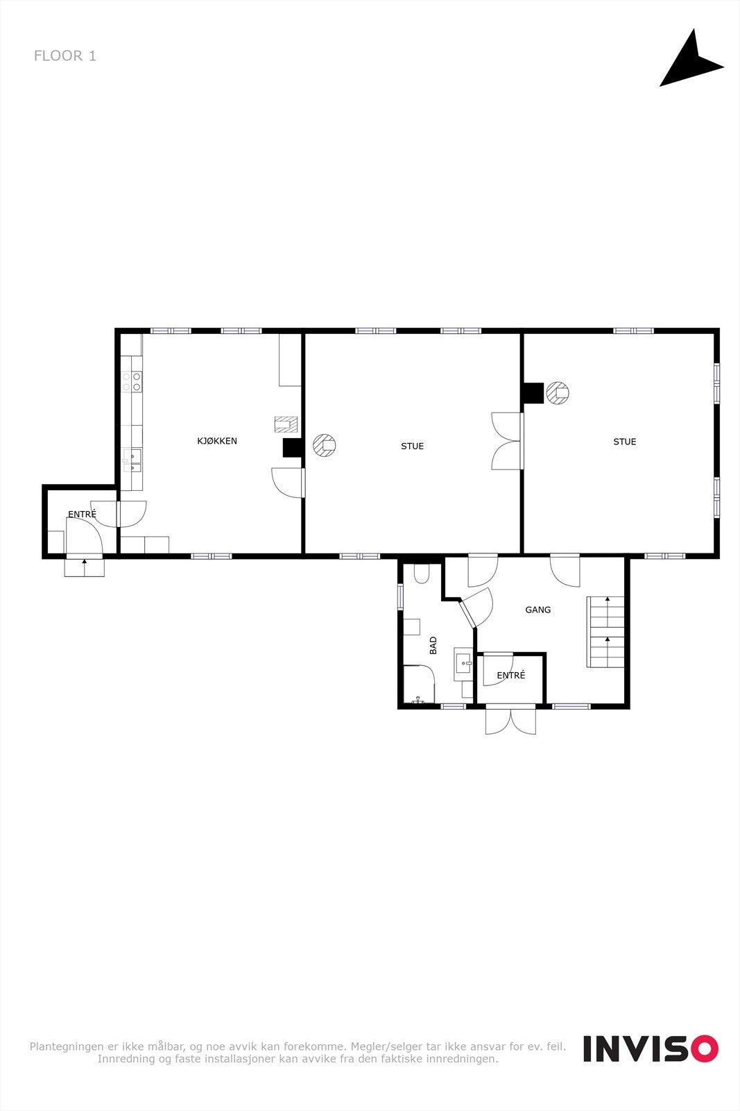Plantegning 1. etasje våningshus Galleribilde