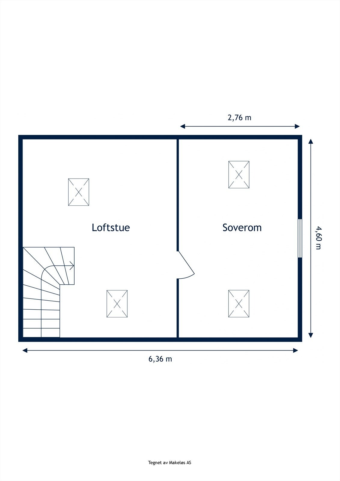 Plantegning loft. Galleribilde