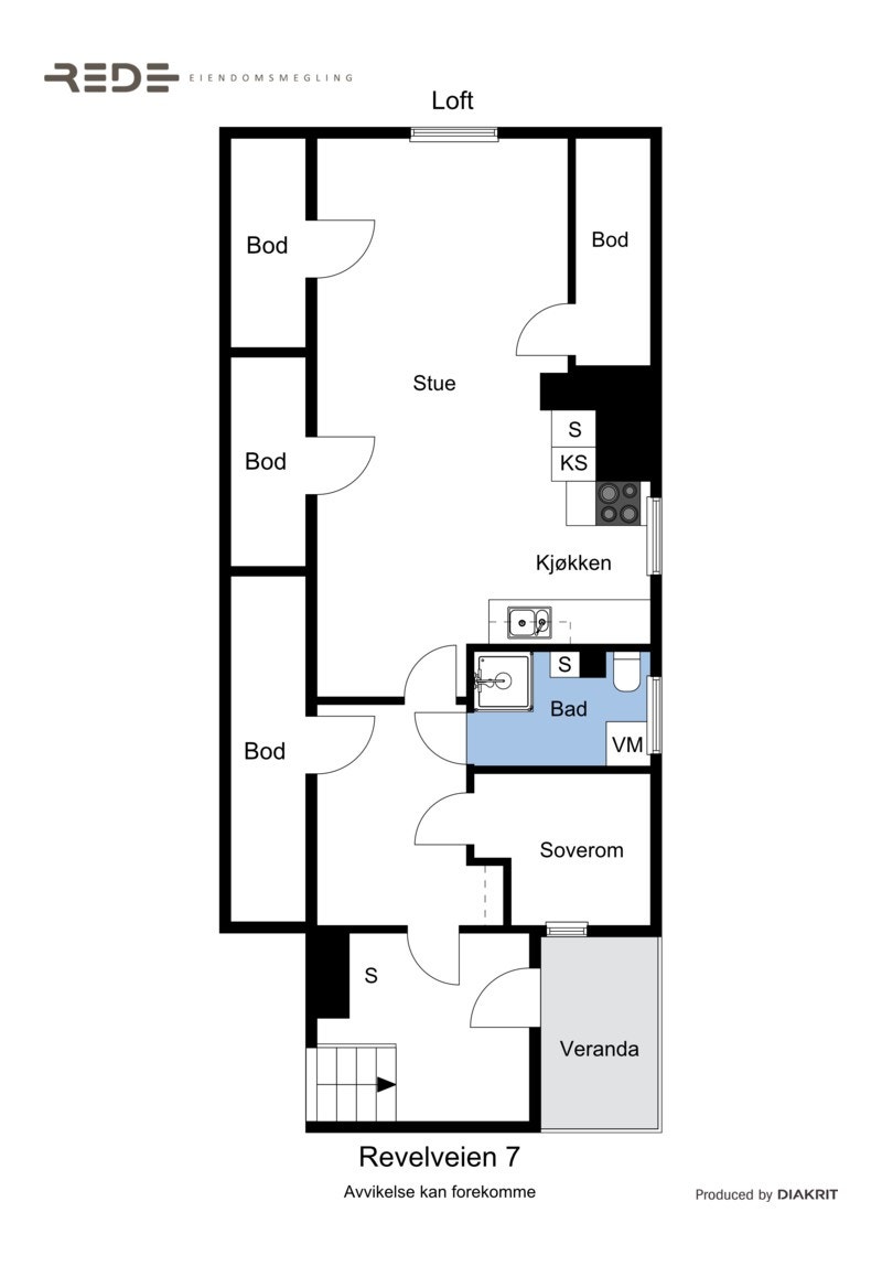 2D planillustrasjon hybelleilighet loft Galleribilde