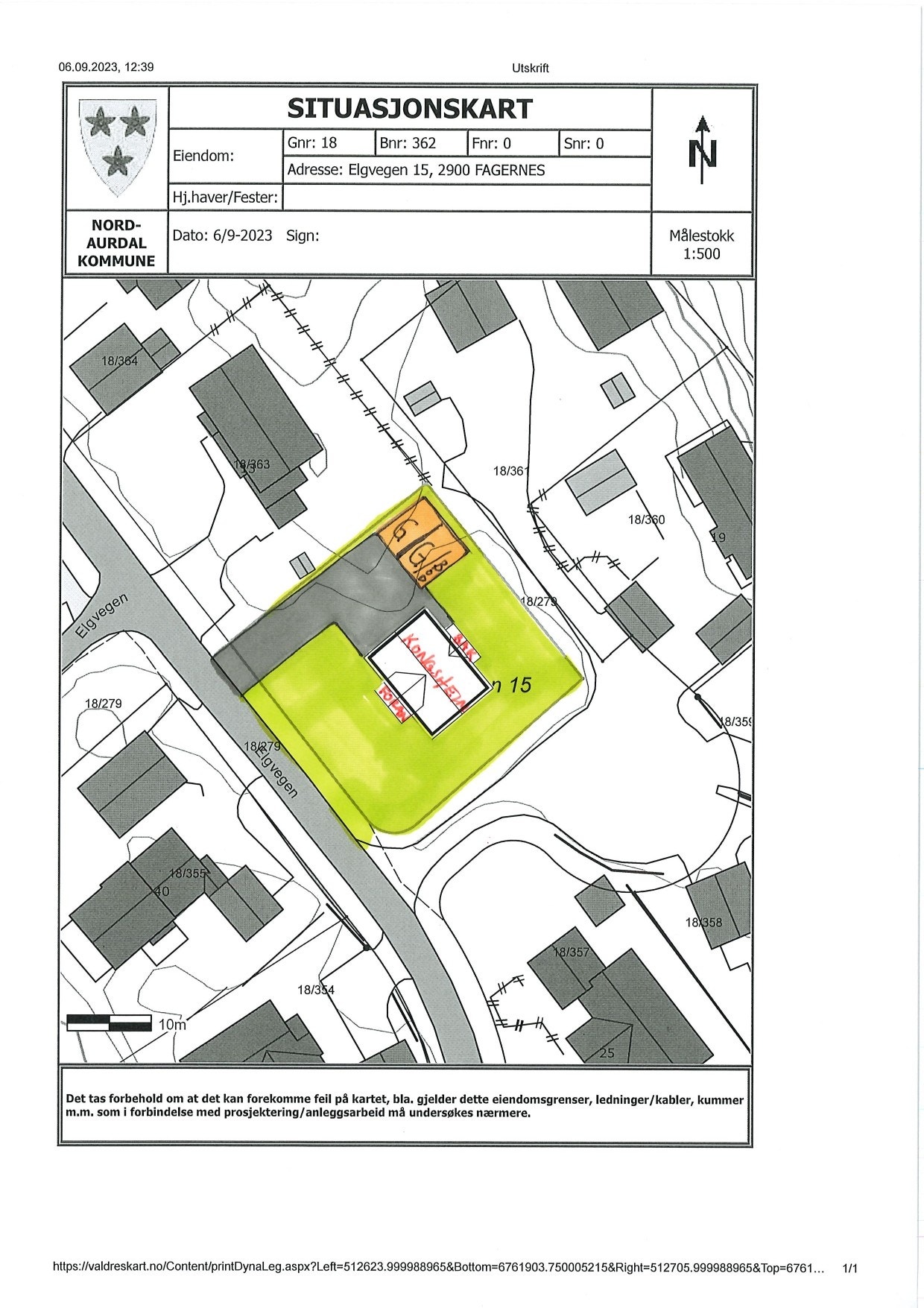 Forslag til hvordan et Boligpartner-hus kan plasseres på tomten, sammen med en evt garasje. Galleribilde