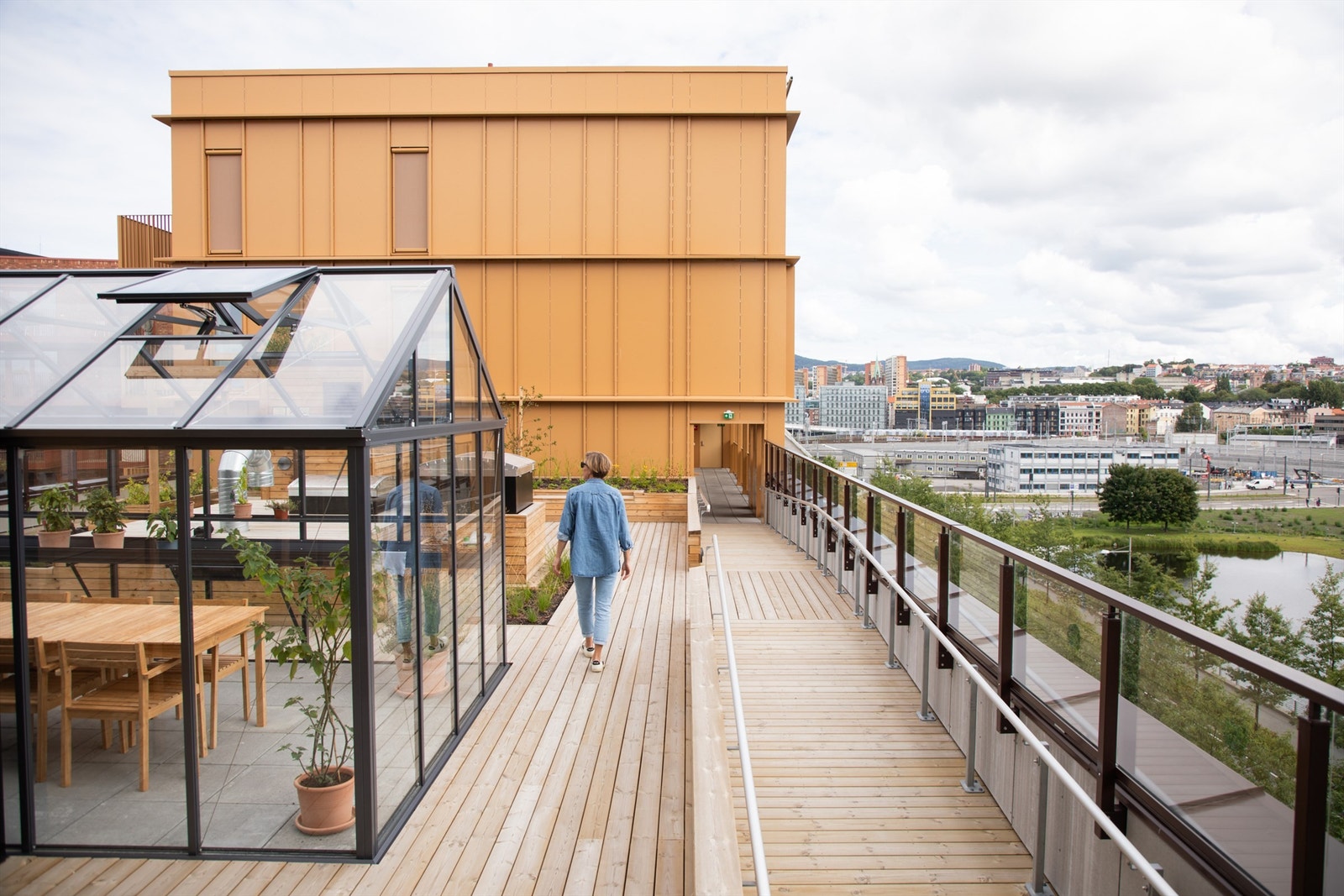 Felles takterrasse med drivhus Galleribilde