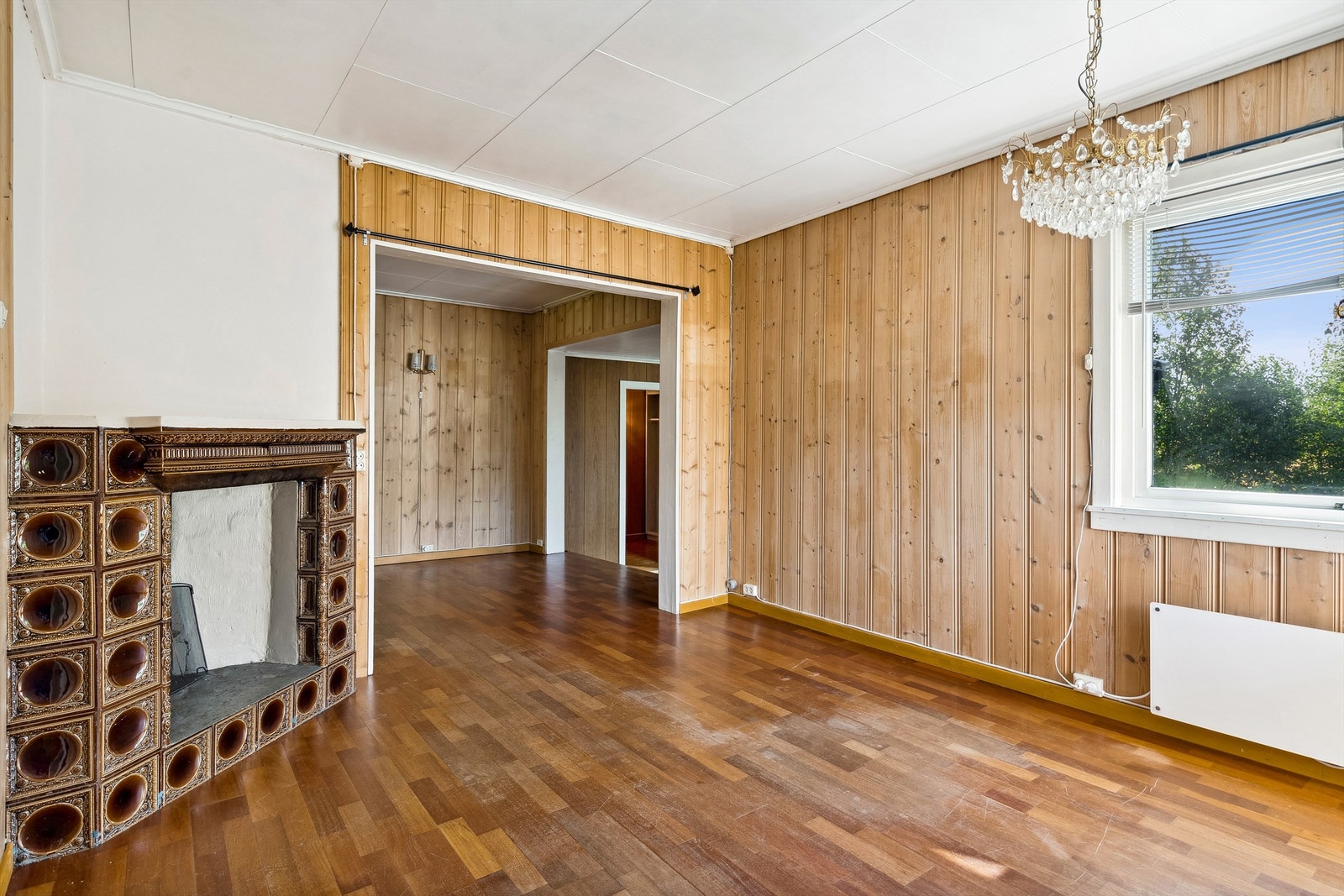 Denne stuen har åpen peis Galleribilde