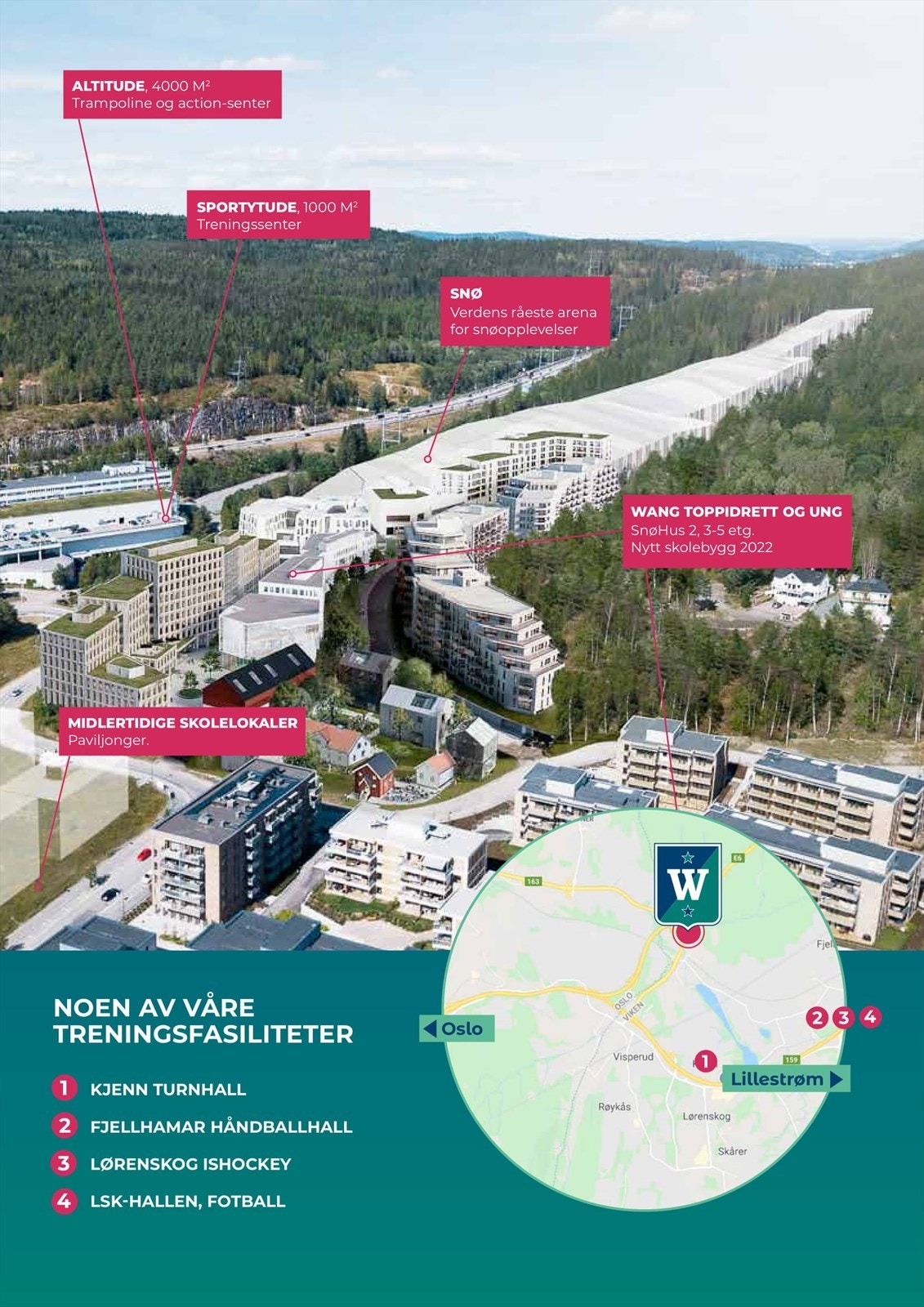 Wang Toppidrett Romerike, som holder til i SnøHus 2 rett ved SNØ. Kombinert ungdomsskole og videregående skole. Galleribilde