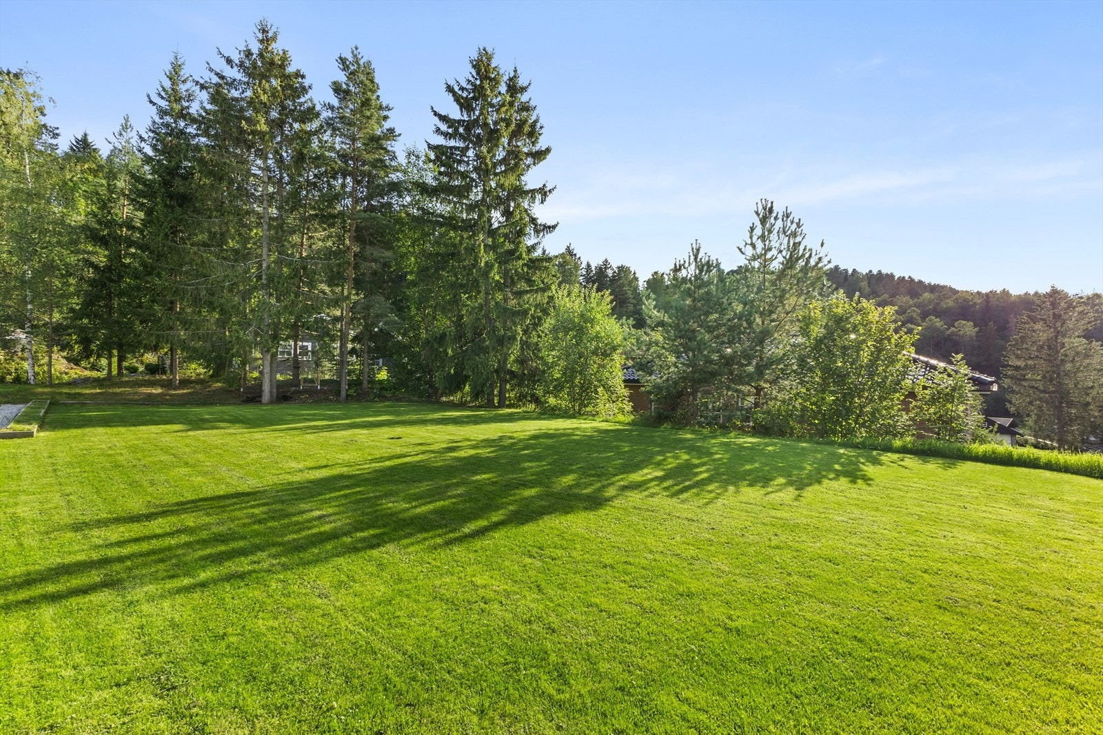 Stor opparbeidet hage med plen Galleribilde