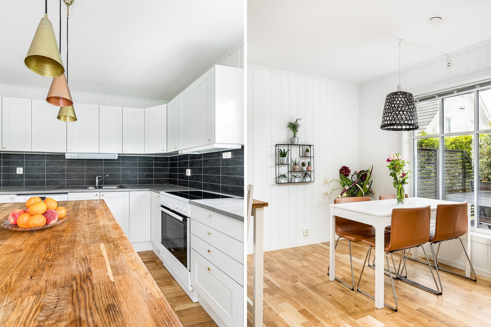 Med både barløsning og plass til et spisebord er kjøkkenet godt tilrettelagt for hverdagslige måltider. Galleribilde