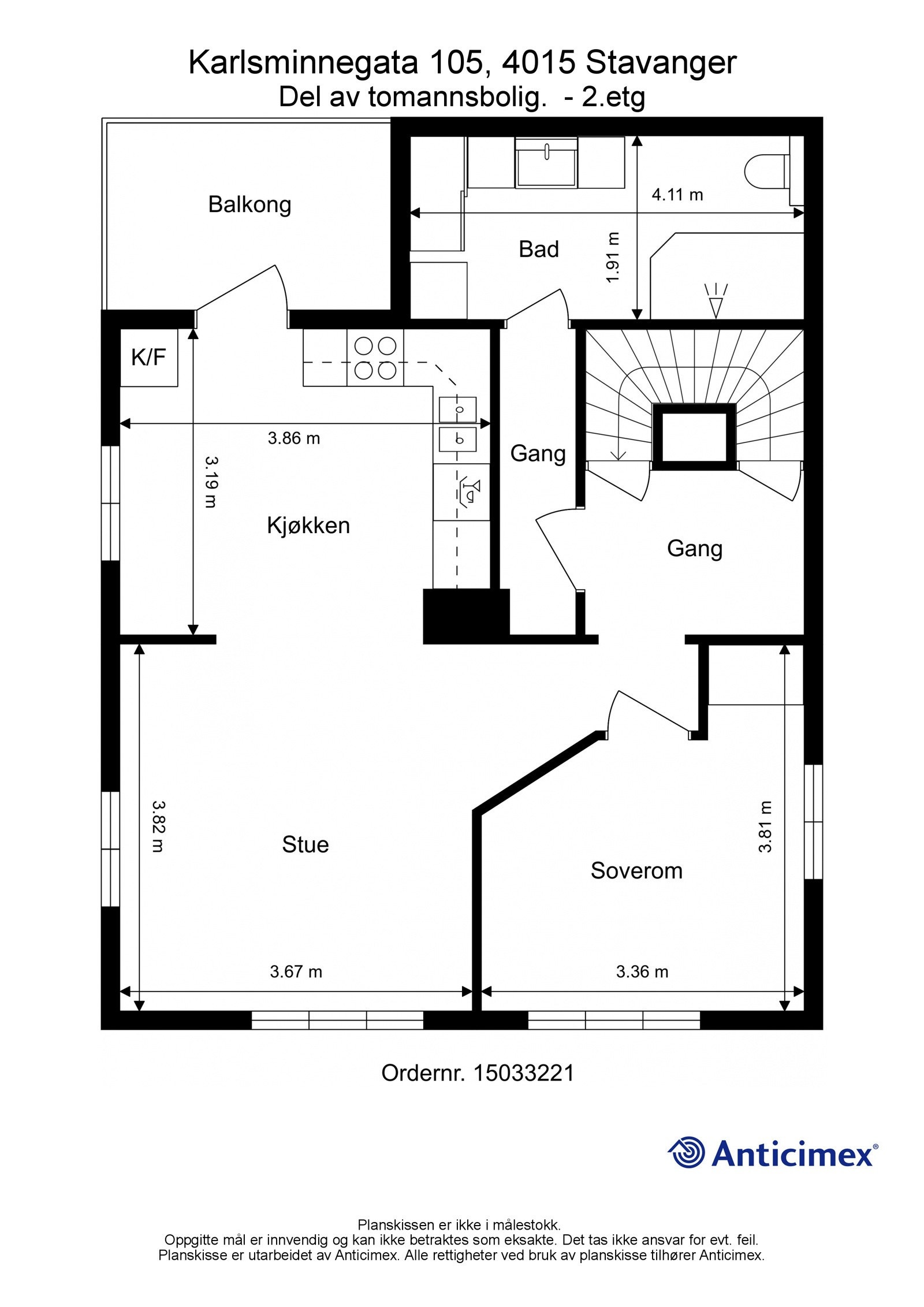 Plantegning | Karlsminnegata 105 - 2. etasje Galleribilde
