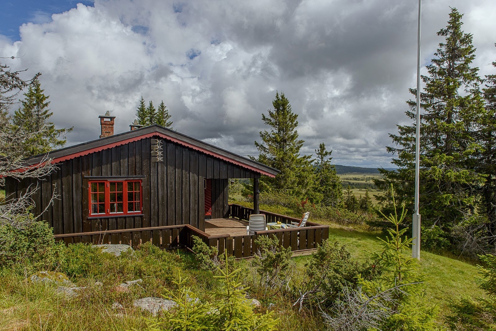 Delvis skrående terreng. Eiendommen ligger med et utmerket utgangspunkt for turer sommer som vinter. Galleribilde