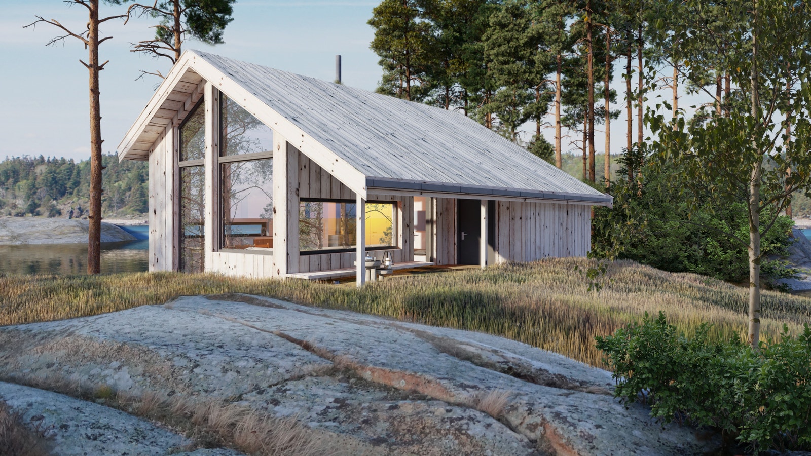 Veslebretind sommer med tretak Galleribilde