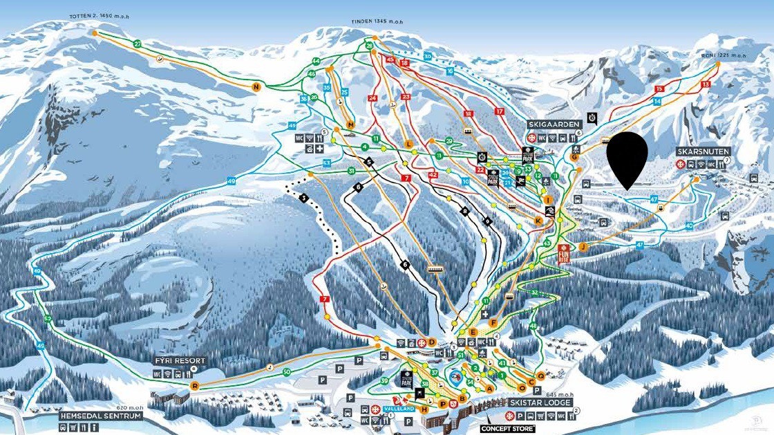 Skarsnuten ligger rett ved skibakkene i Hemsedal Skisenter. Galleribilde