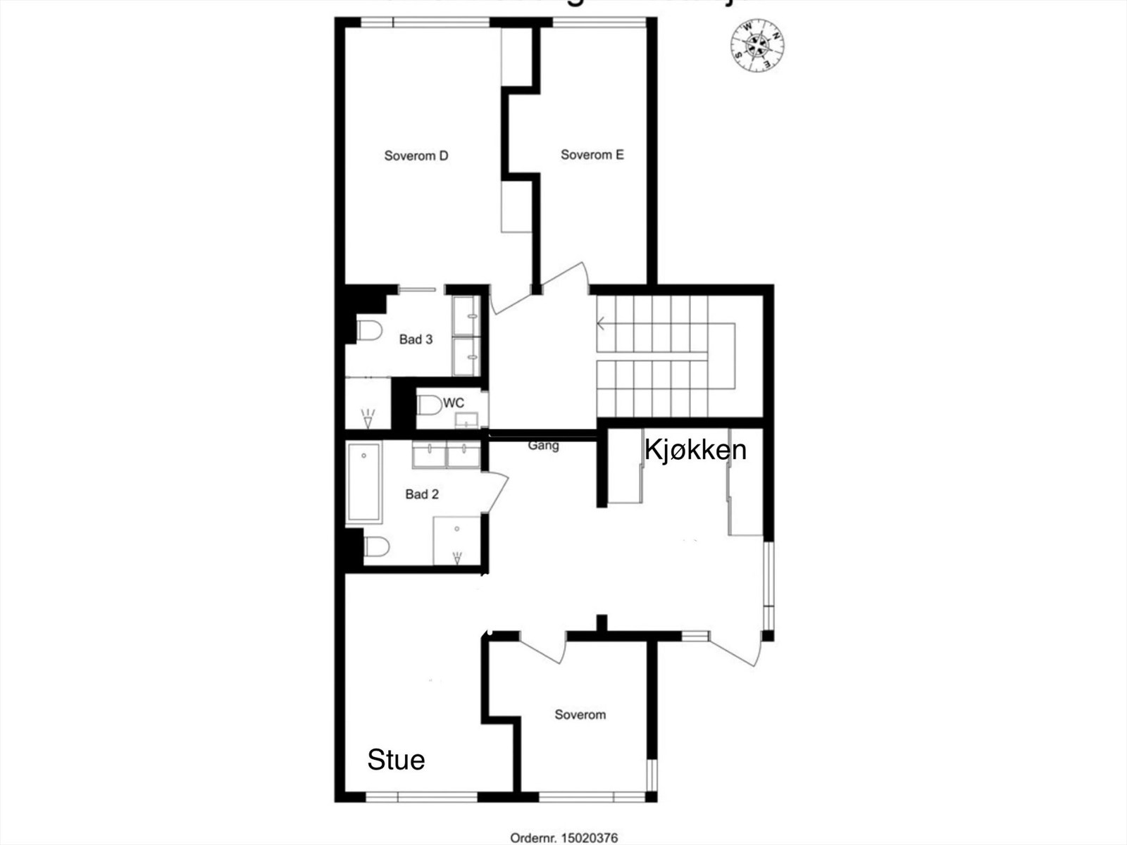 Alternativ plantegning m/hybel (trenger eventuell ombygging av boligen - dette er ikke søkt eller godkjent av kommunen - kjøper tar alt ansvaret for eventuelt avlslag) Galleribilde