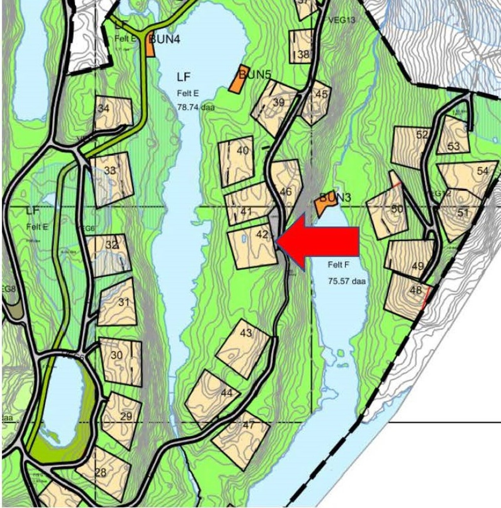 Reguleringskart tomt 42 Galleribilde