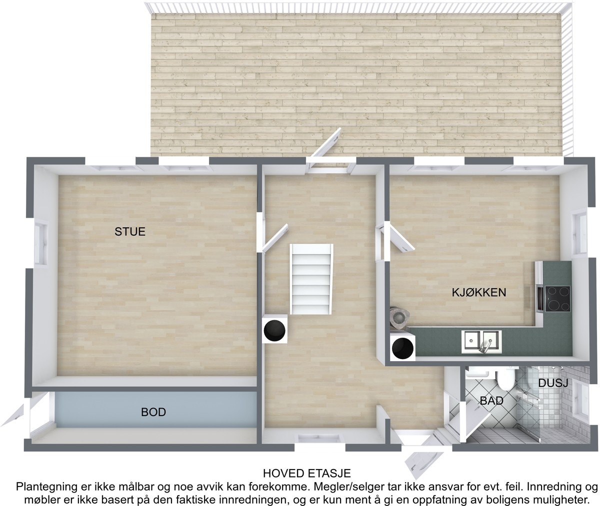 Plantegning 3D - 1. etg. Galleribilde