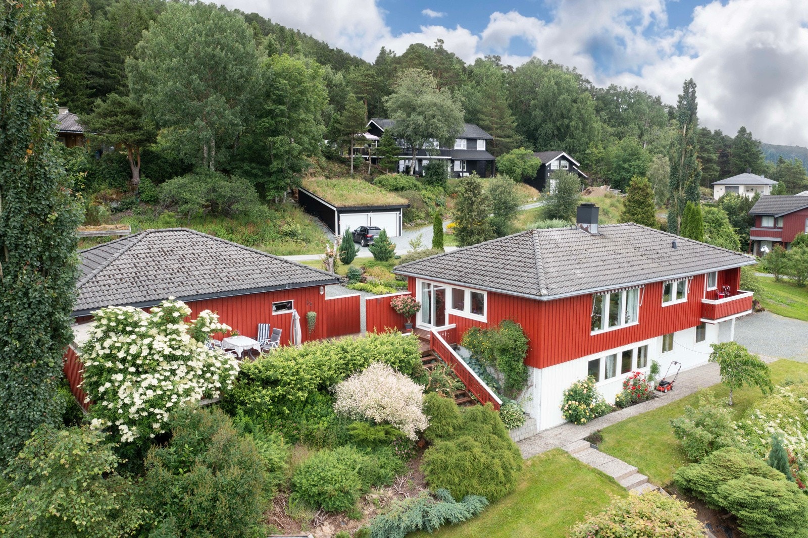Dronefoto hage og boligen Galleribilde
