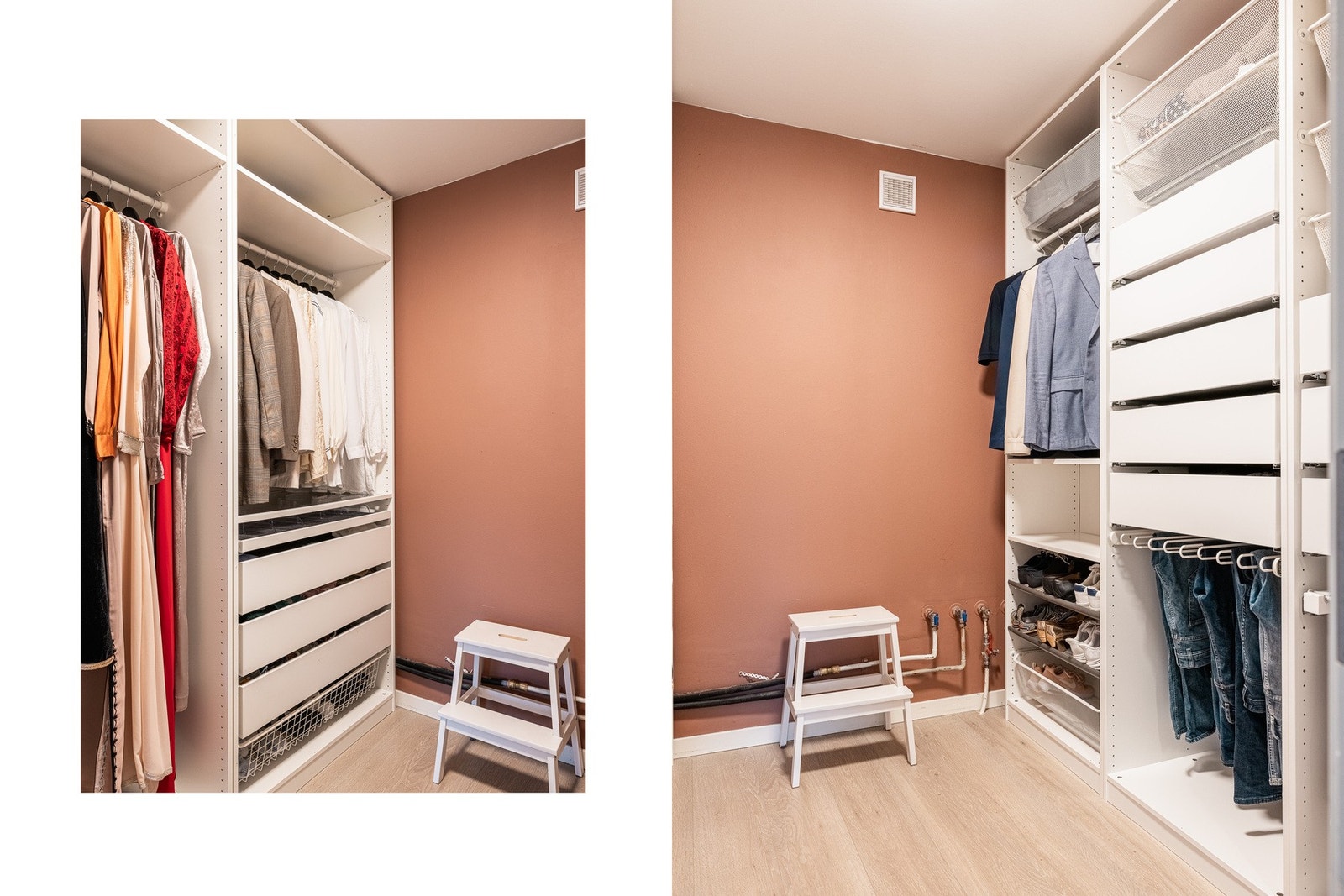 Walk-in closet med god lagringskapasitet. Galleribilde
