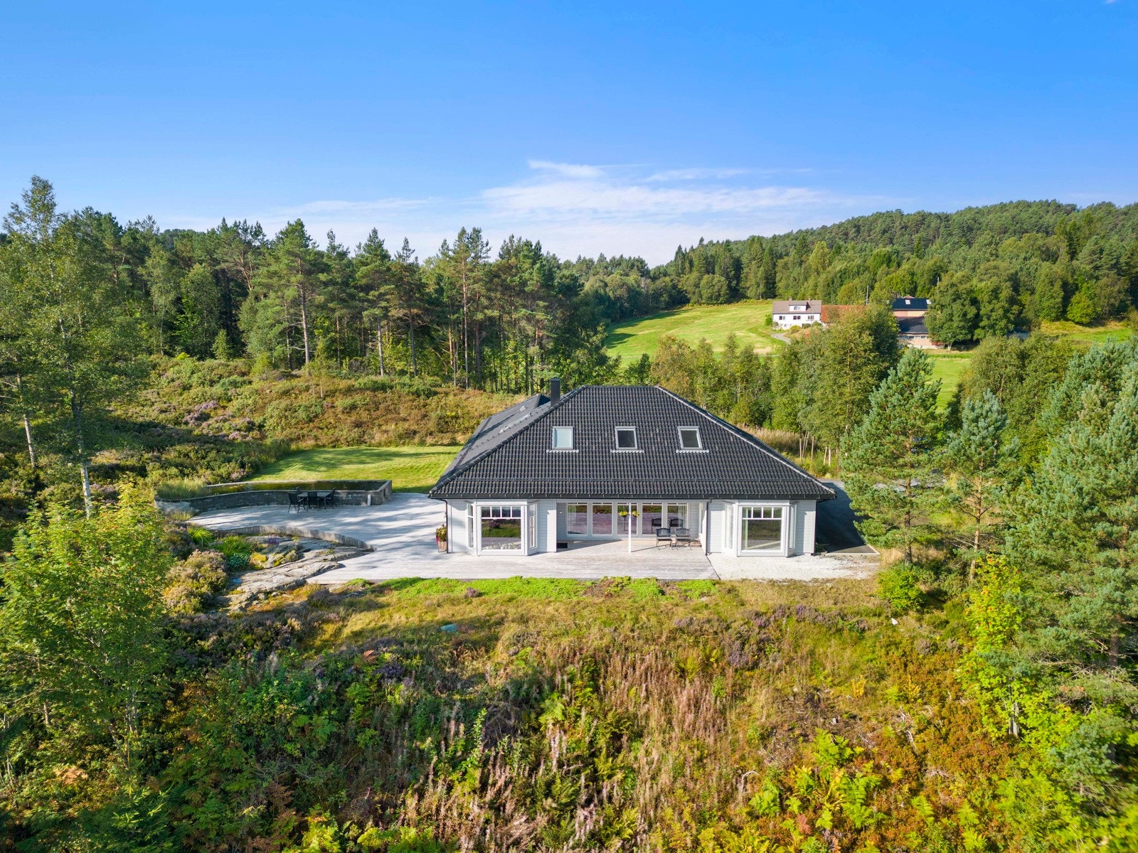 Eiendommen er utbygd med enebolig over to plan med integrert dobbel garasje og en fint opparbeida tomt Galleribilde