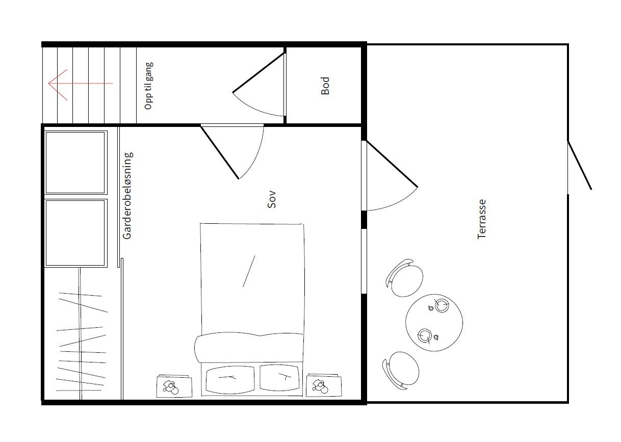 Plantegning soverom og veranda Galleribilde