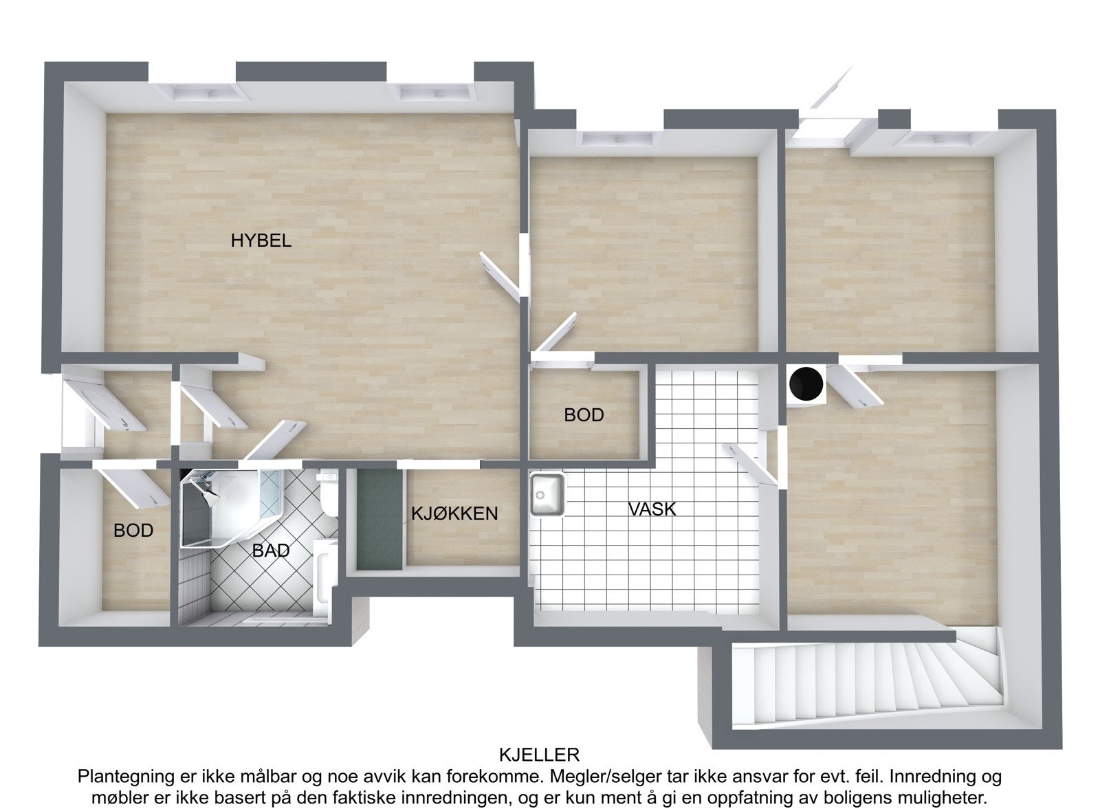 Plantegning kjeller med hybel Galleribilde