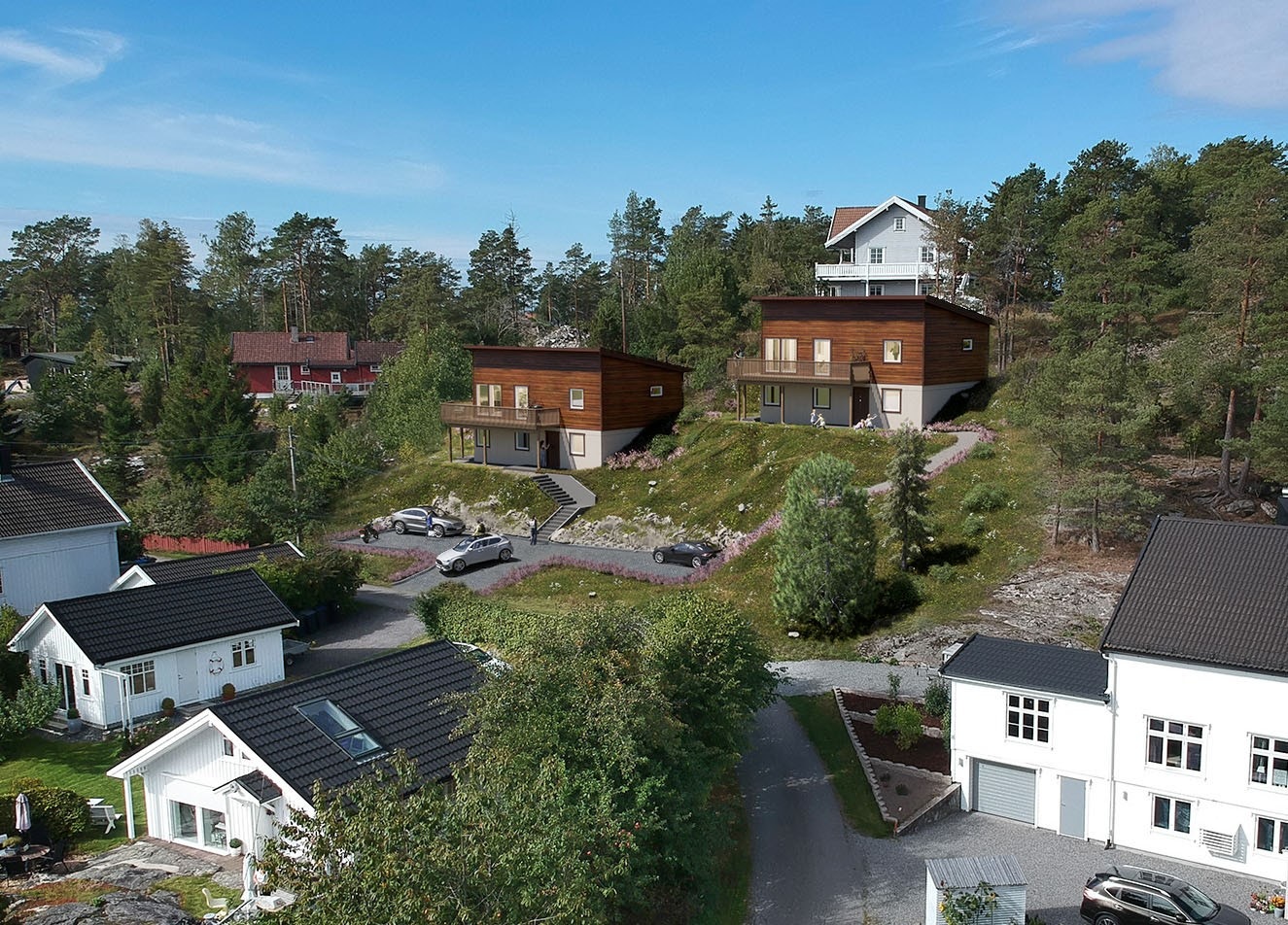 Illustrasjon av eiendommen ferdig opparbeidet. Galleribilde